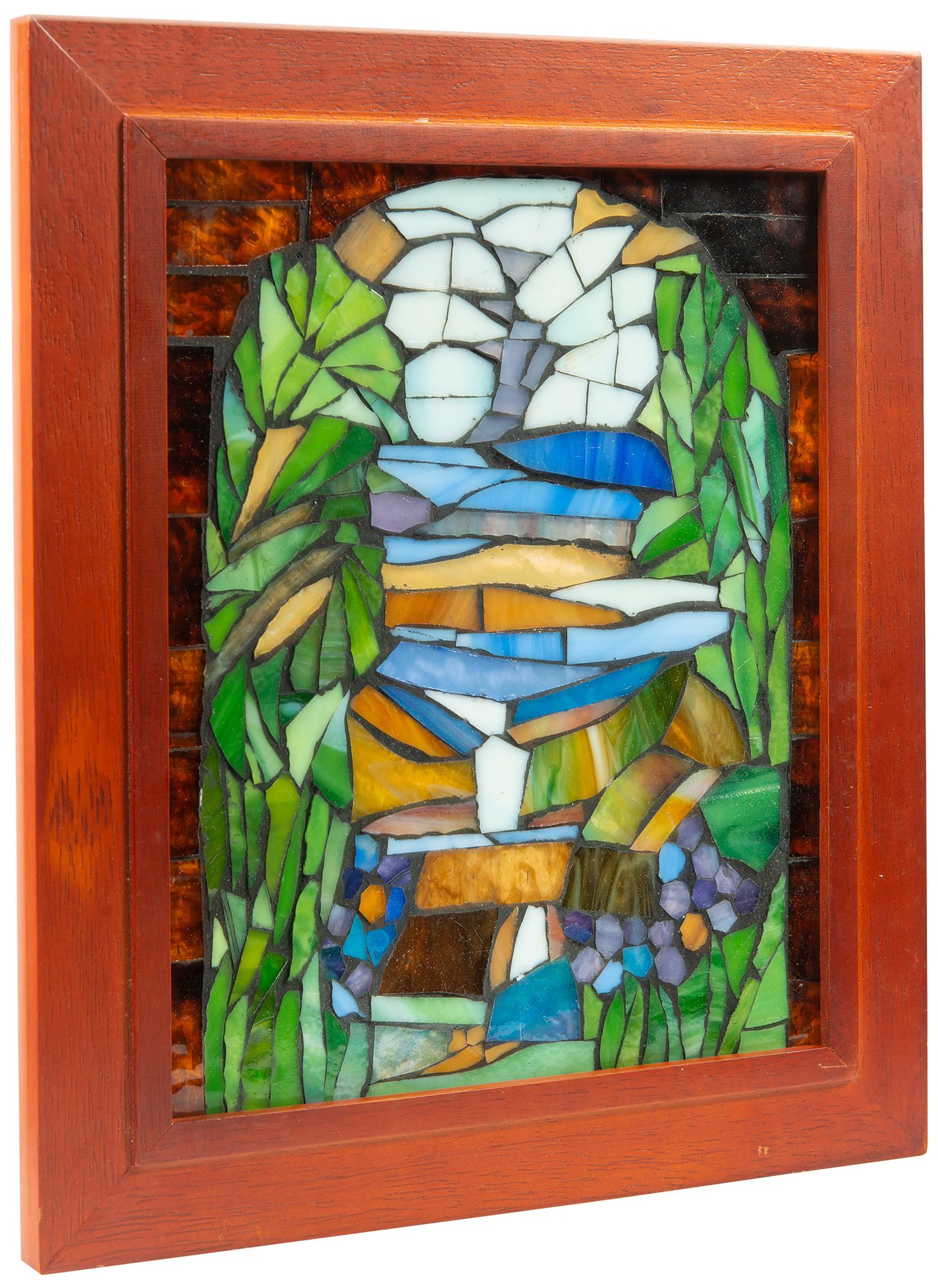 Image 4 Dale Tiffany 10" Tall Iris Landscape Mosaic Art Glass Wall Decor more views