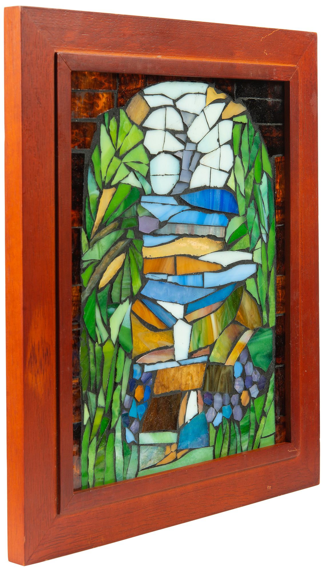 Image 5 Dale Tiffany 10" Tall Iris Landscape Mosaic Art Glass Wall Decor more views