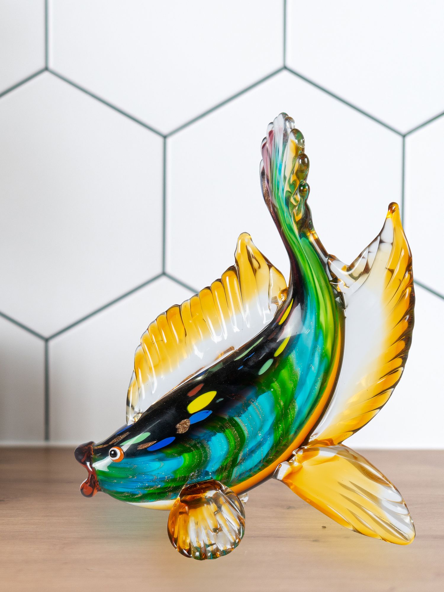 Image 3 Dale Tiffany 11.5" Tall Bavaro Fish Handcrafted Art Glass Figurine more views
