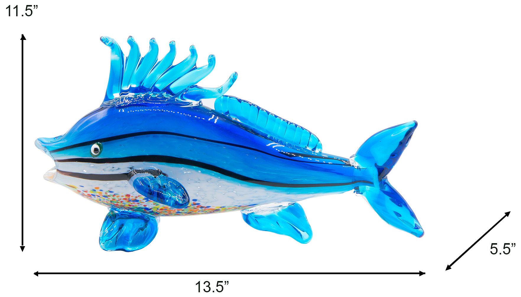 Image 3 Dale Tiffany 11.5" Tall Coronado Fish Handcrafted Art Glass Figurine more views