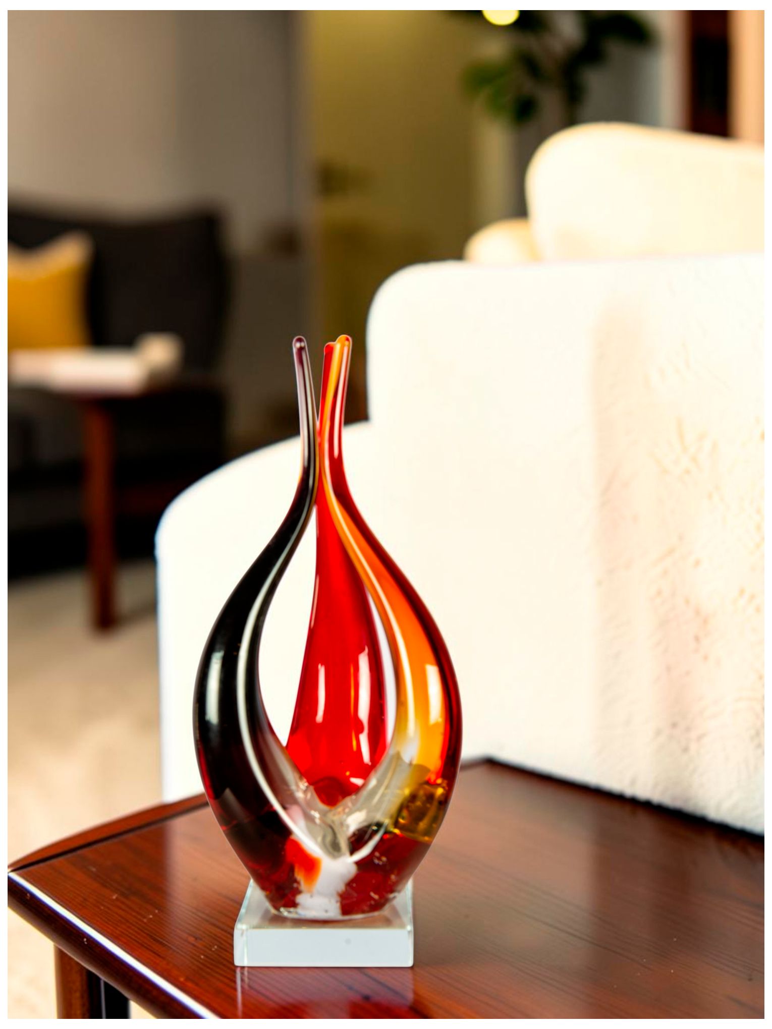 Image 2 Dale Tiffany 11.75" Tall Phoenix Flame Handcrafted Art Glass Sculpture more views