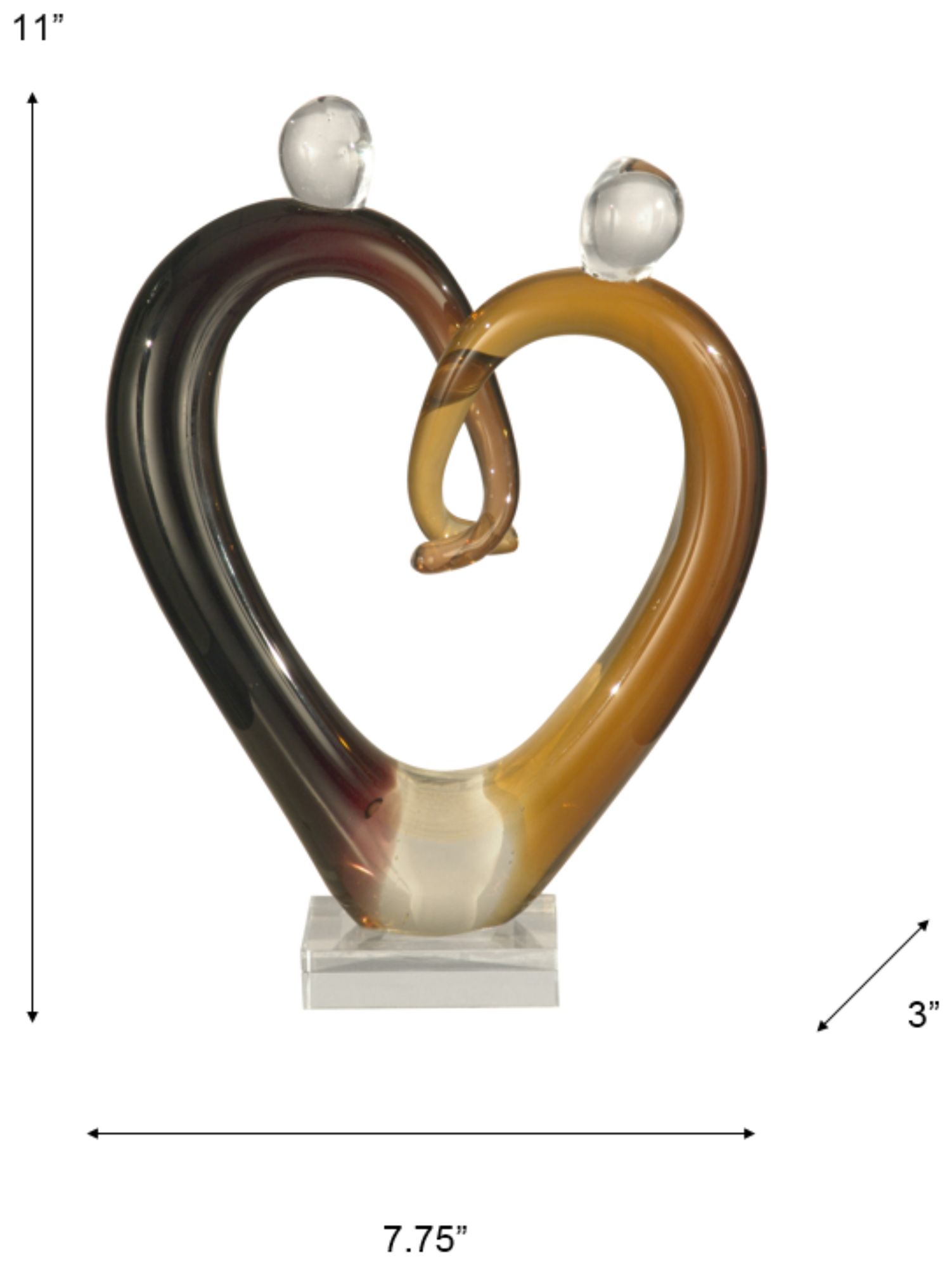 Image 3 Dale Tiffany 11" Tall Joining Heart Handcrafted Art Glass Sculpture more views