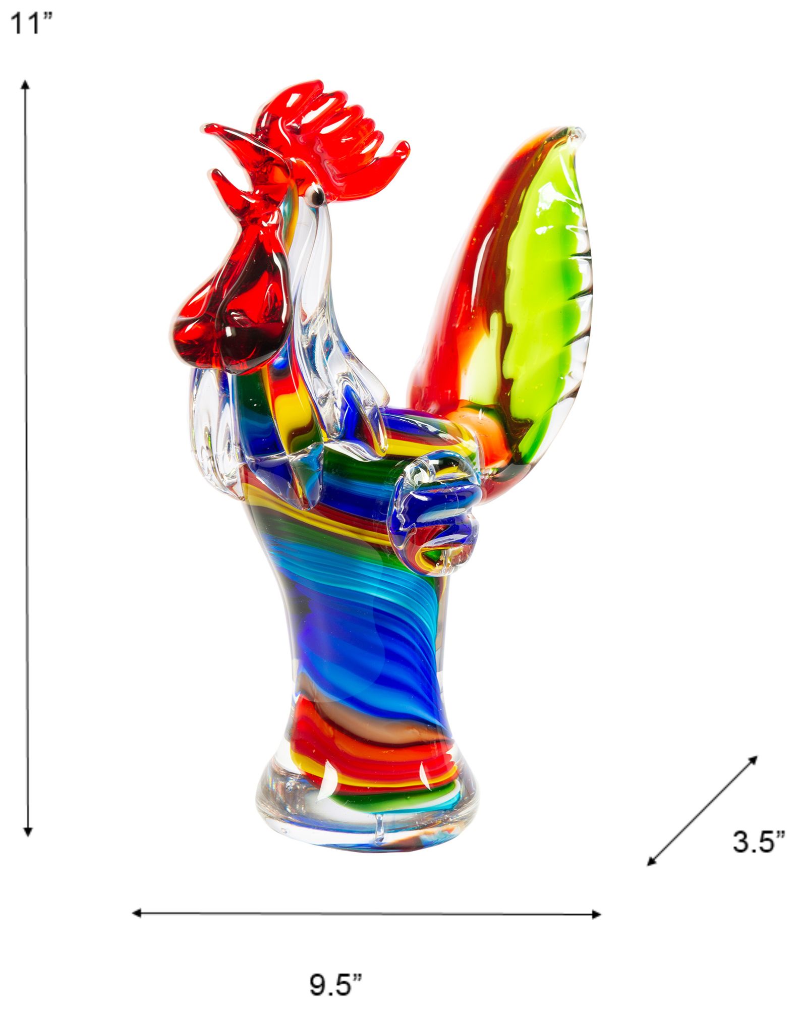 Image 3 Dale Tiffany 11" Tall Rooster Handcrafted Art Glass Figurine more views