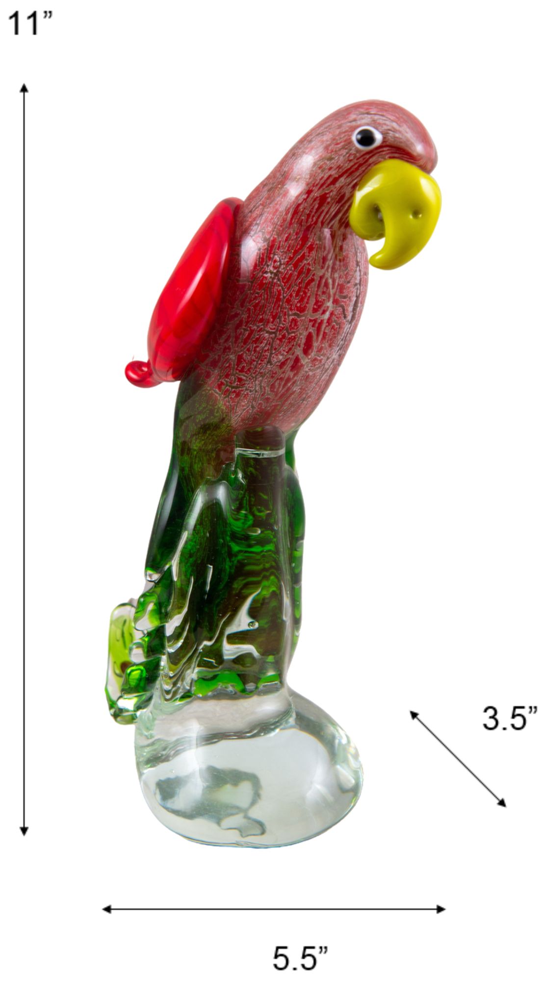 Image 3 Dale Tiffany 11" Tall Tropics Parrot Handcrafted Art Glass Figurine more views