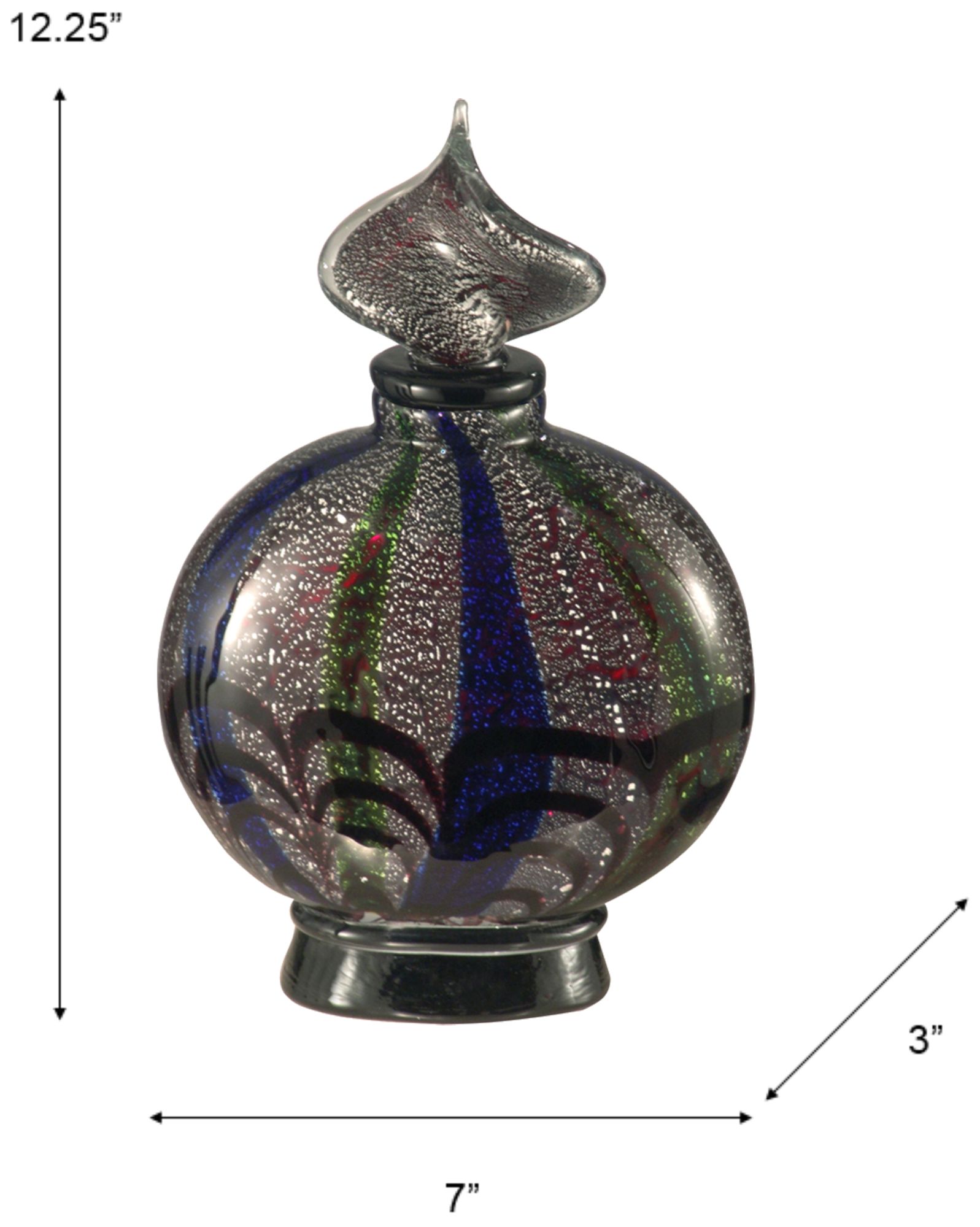 Image 3 Dale Tiffany 12.25" Tall Black Widow Hand Blown Art Glass Perfume Bottle more views