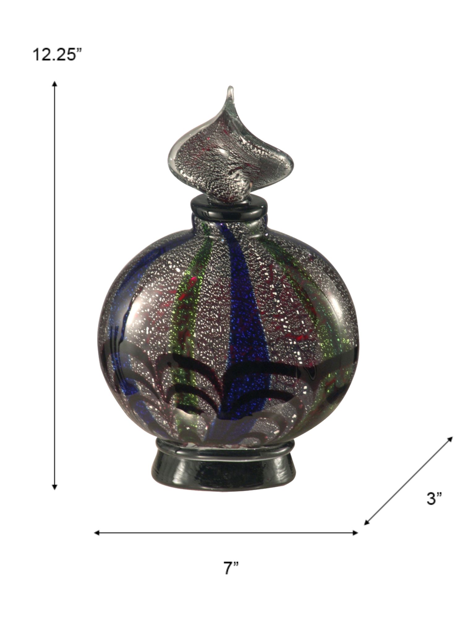 Image 4 Dale Tiffany 12.25" Tall Black Widow Hand Blown Art Glass Perfume Bottle more views