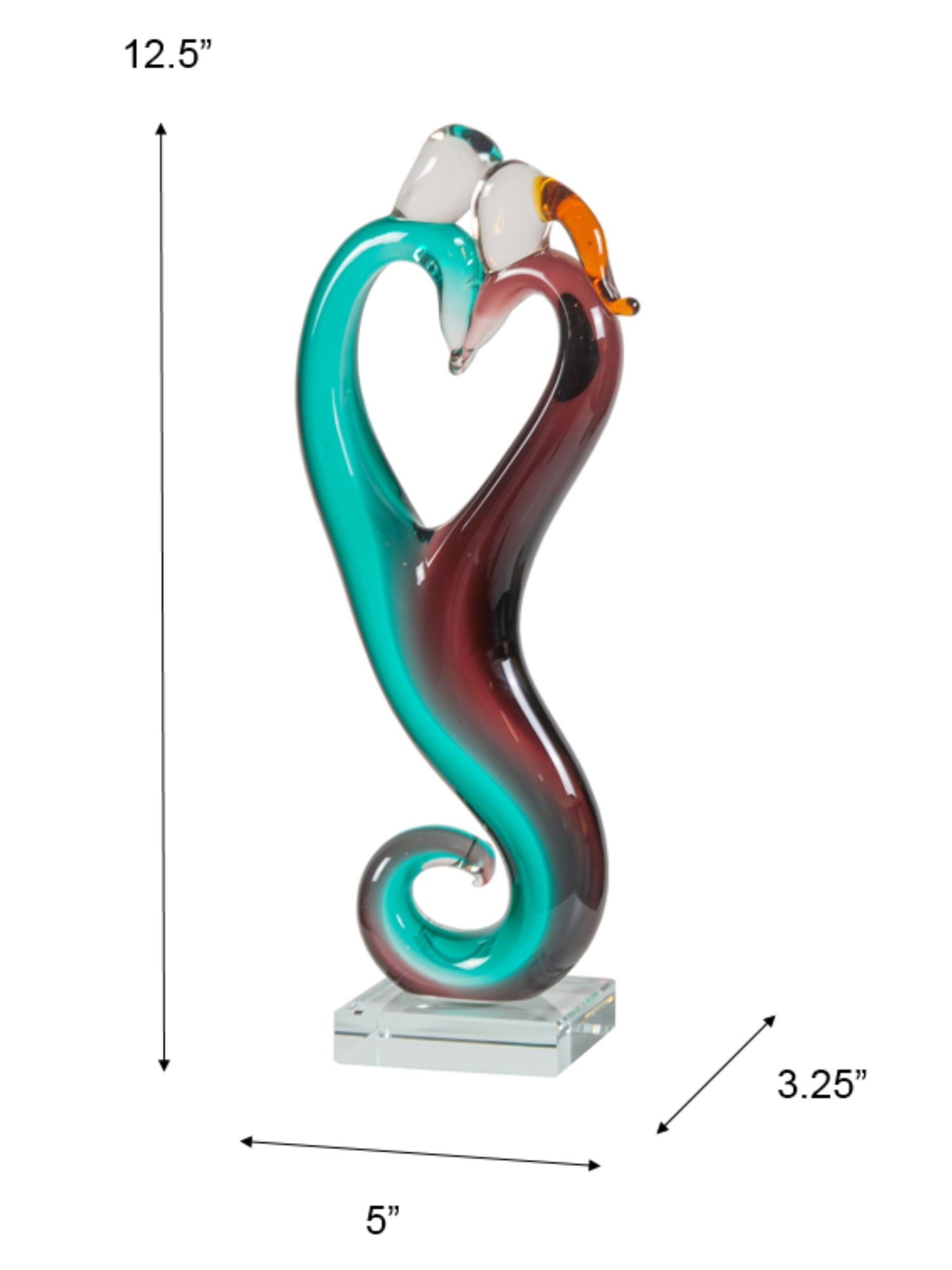 Image 3 Dale Tiffany 12.5" Tall Unity Heart Handcrafted Art Glass Figurine more views