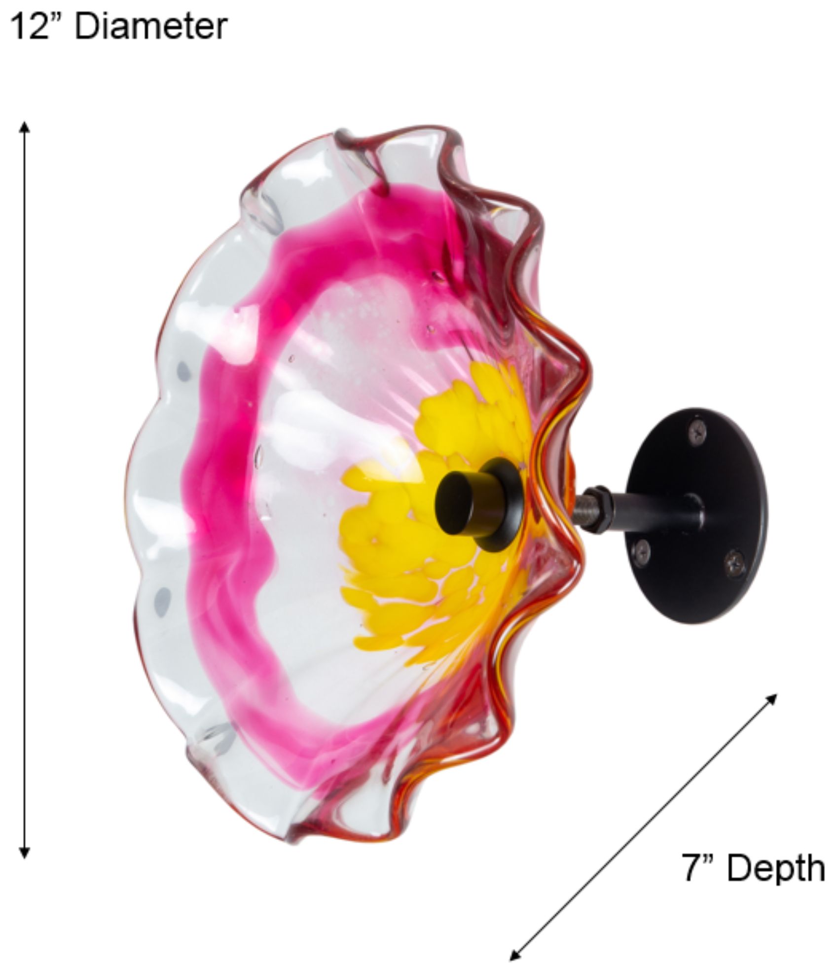 Image 3 Dale Tiffany 12" Fiore Bloom Pink Hand Blown Art Glass Wall Decor more views