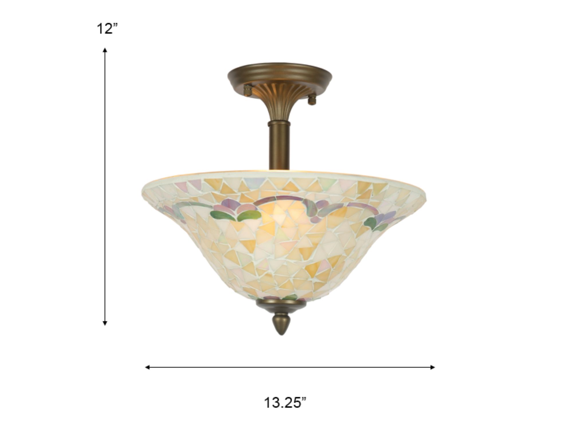 Image 3 Dale Tiffany 13.25" Wide Johana Mosaic Art Glass Flush Mount more views