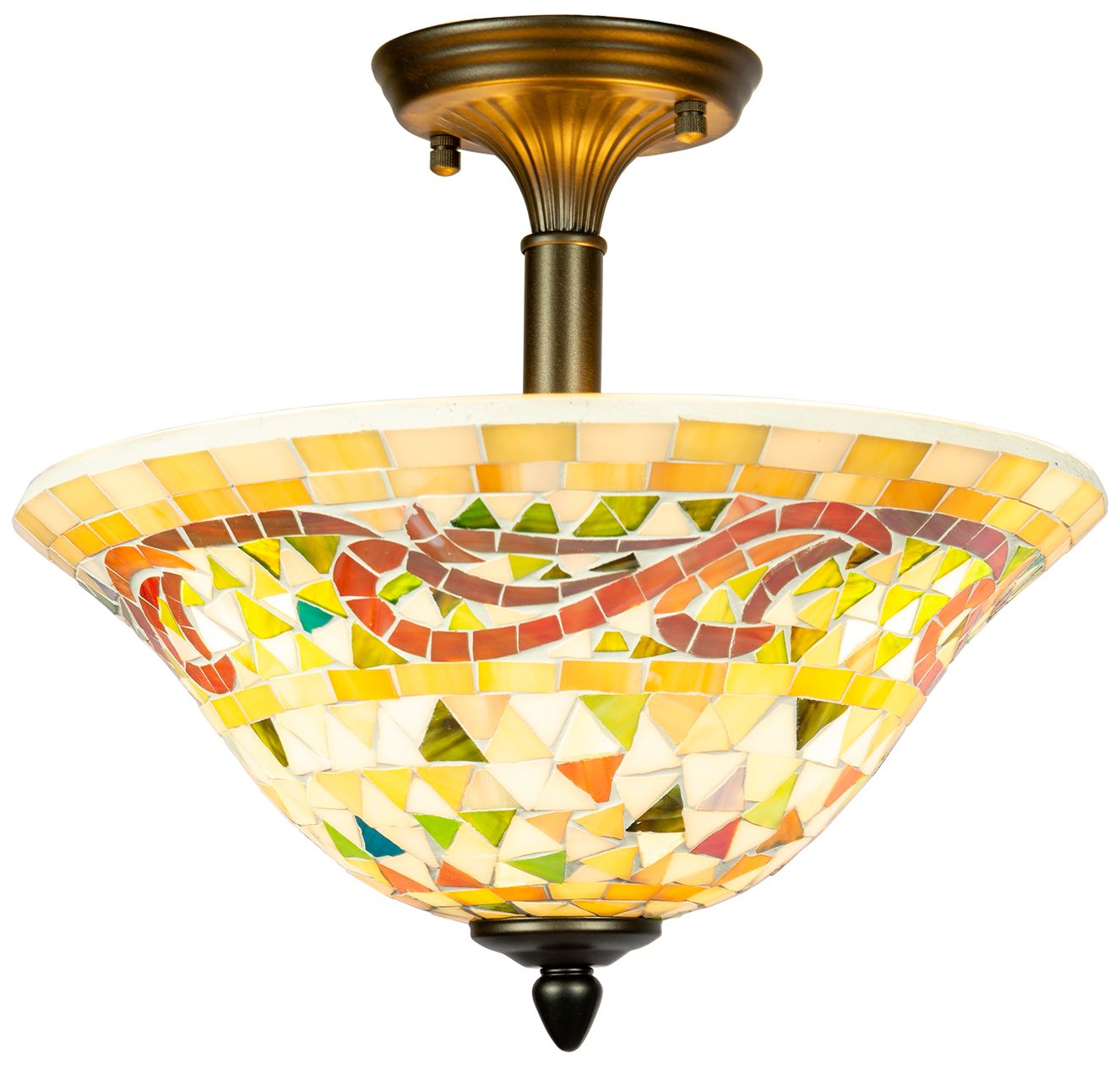 Image 2 Dale Tiffany 13.25" Wide Bradshaw Mosaic Art Glass Flush Mount