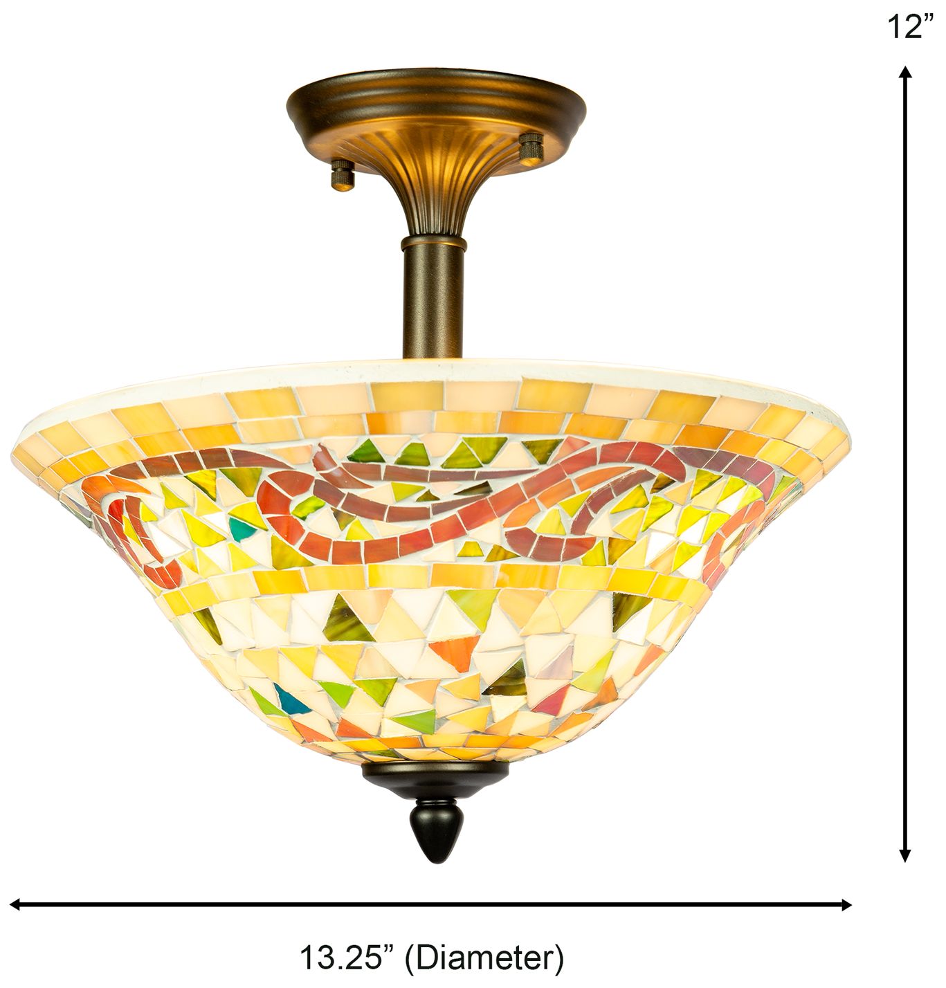 Image 3 Dale Tiffany 13.25" Wide Bradshaw Mosaic Art Glass Flush Mount more views