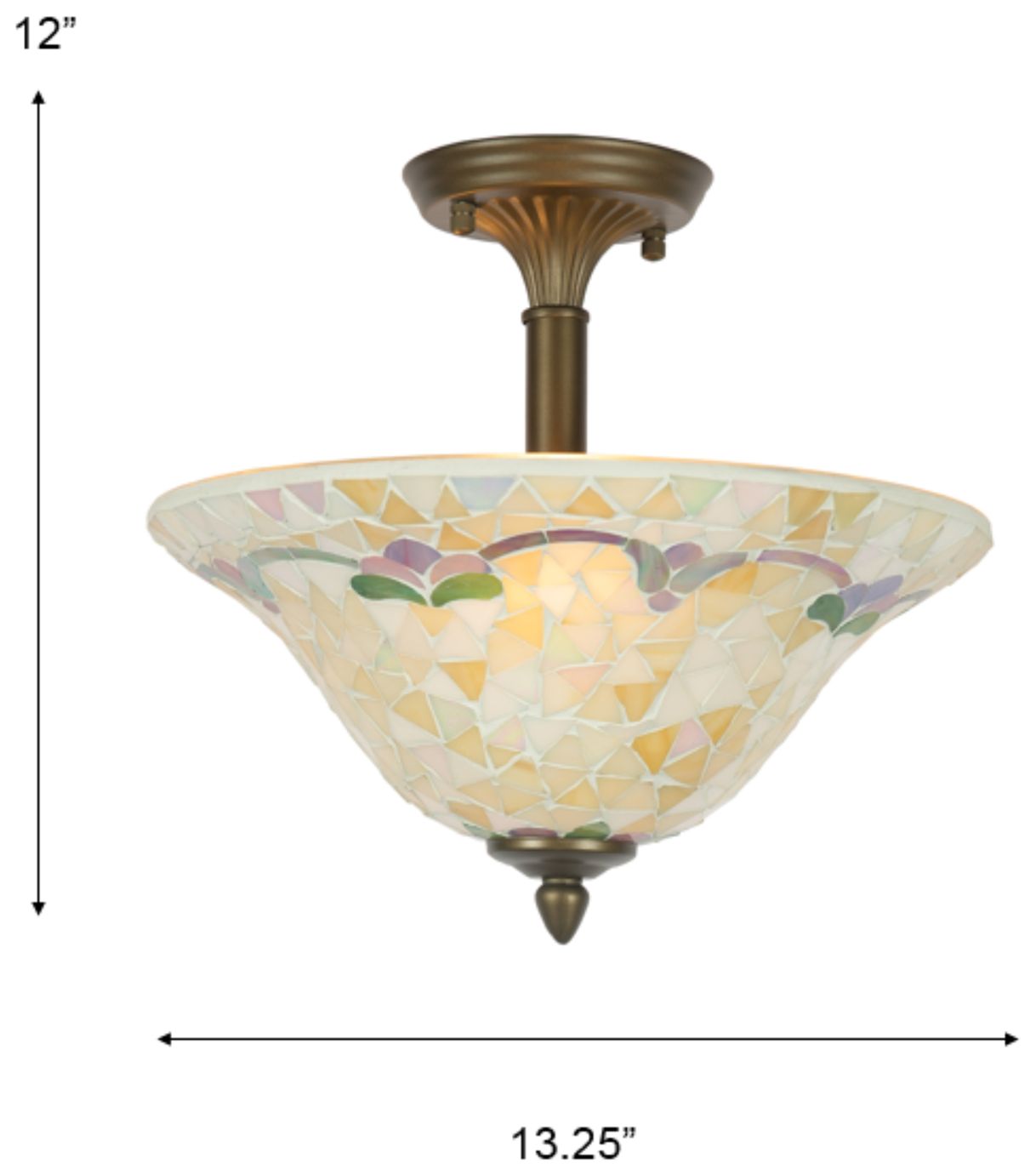 Image 3 Dale Tiffany 13.25" Wide Johana Mosaic Art Glass Flush Mount more views