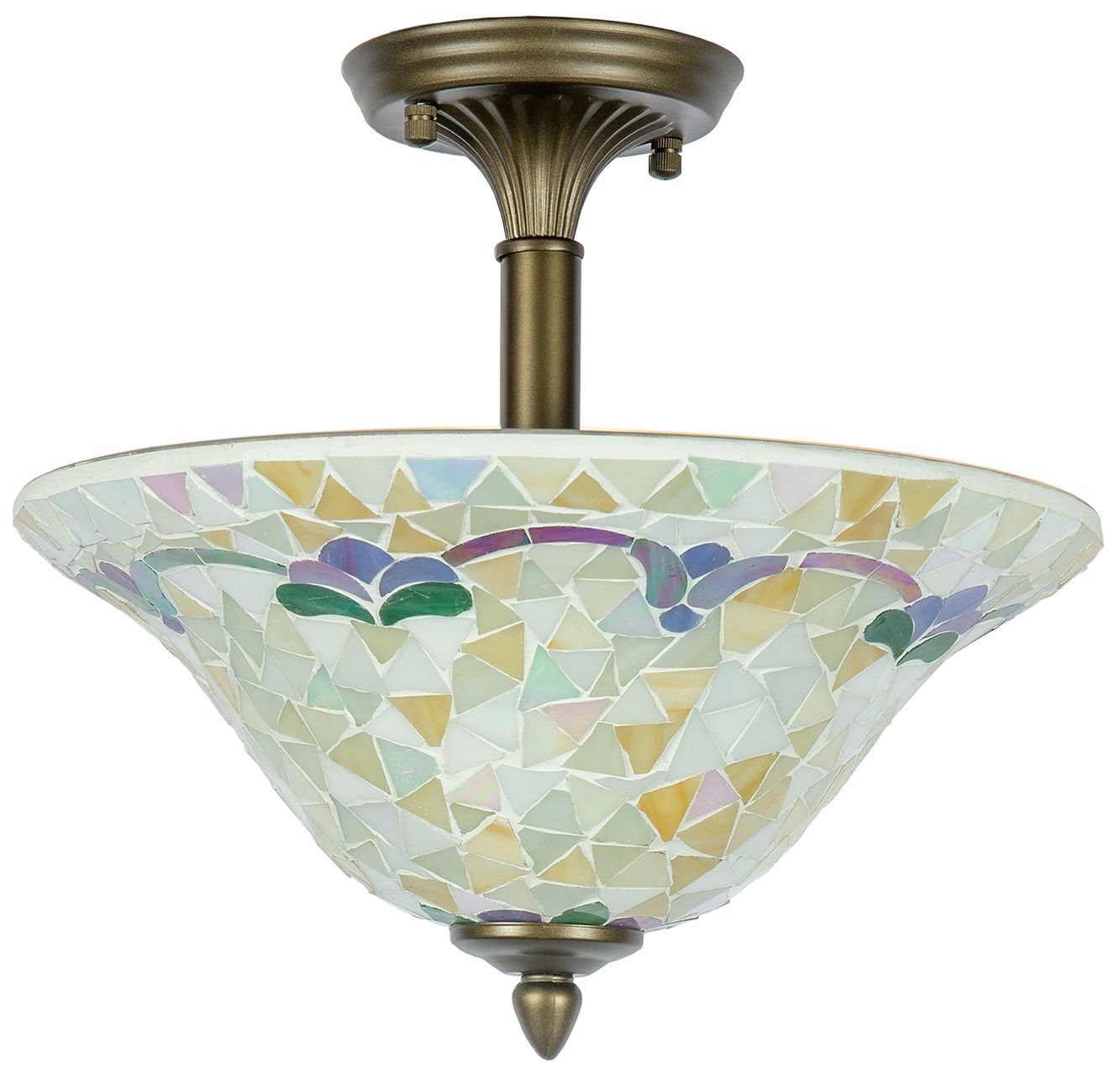 Image 4 Dale Tiffany 13.25" Wide Johana Mosaic Art Glass Flush Mount more views