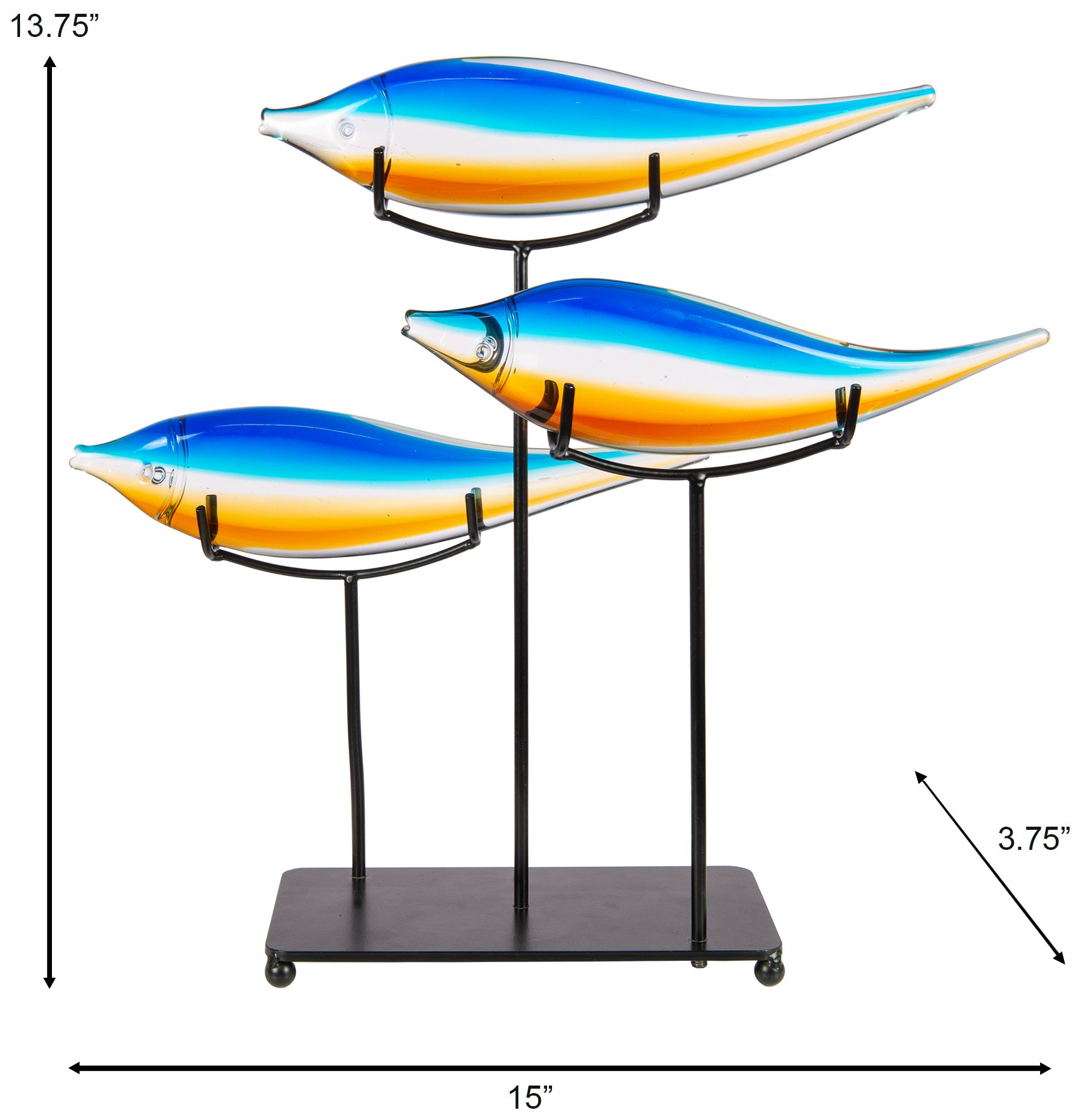 Image 3 Dale Tiffany 13.5" Tall 3 Garfish Handcrafted Glass Sculpture with Stand more views