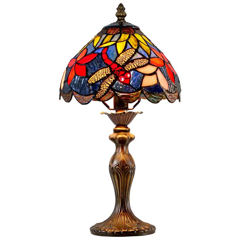 Image 1 Dale Tiffany 14.25" Tall Borrdego Dragonfly Tiffany Accent Table Lamp