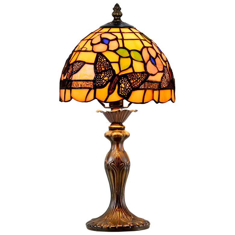 Image 1 Dale Tiffany 14.25" Tall Ferndell Butterfly Tiffany Accent Table Lamp