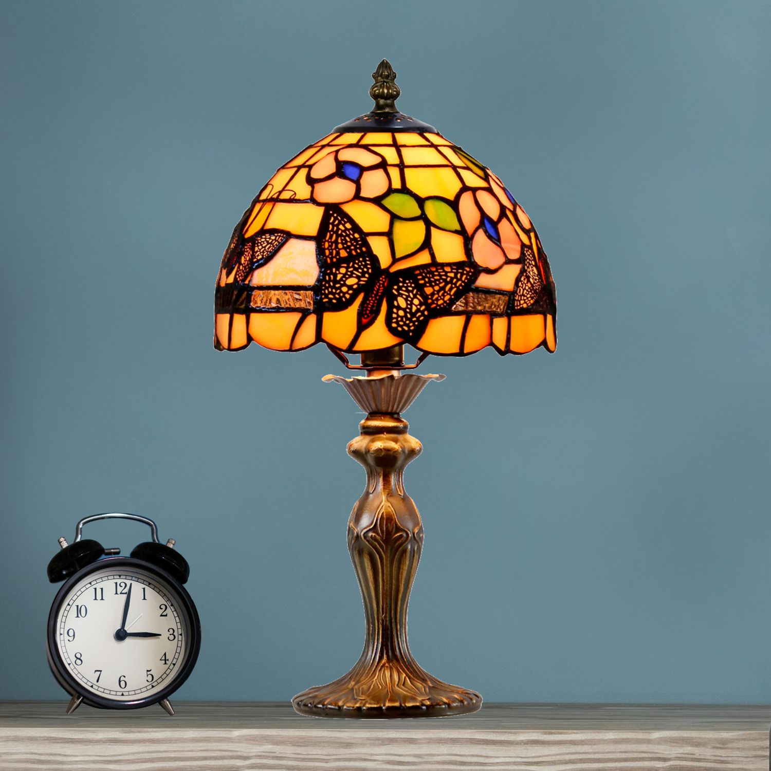 Image Dale Tiffany 14.25" Tall Ferndell Butterfly Tiffany Accent Table Lamp