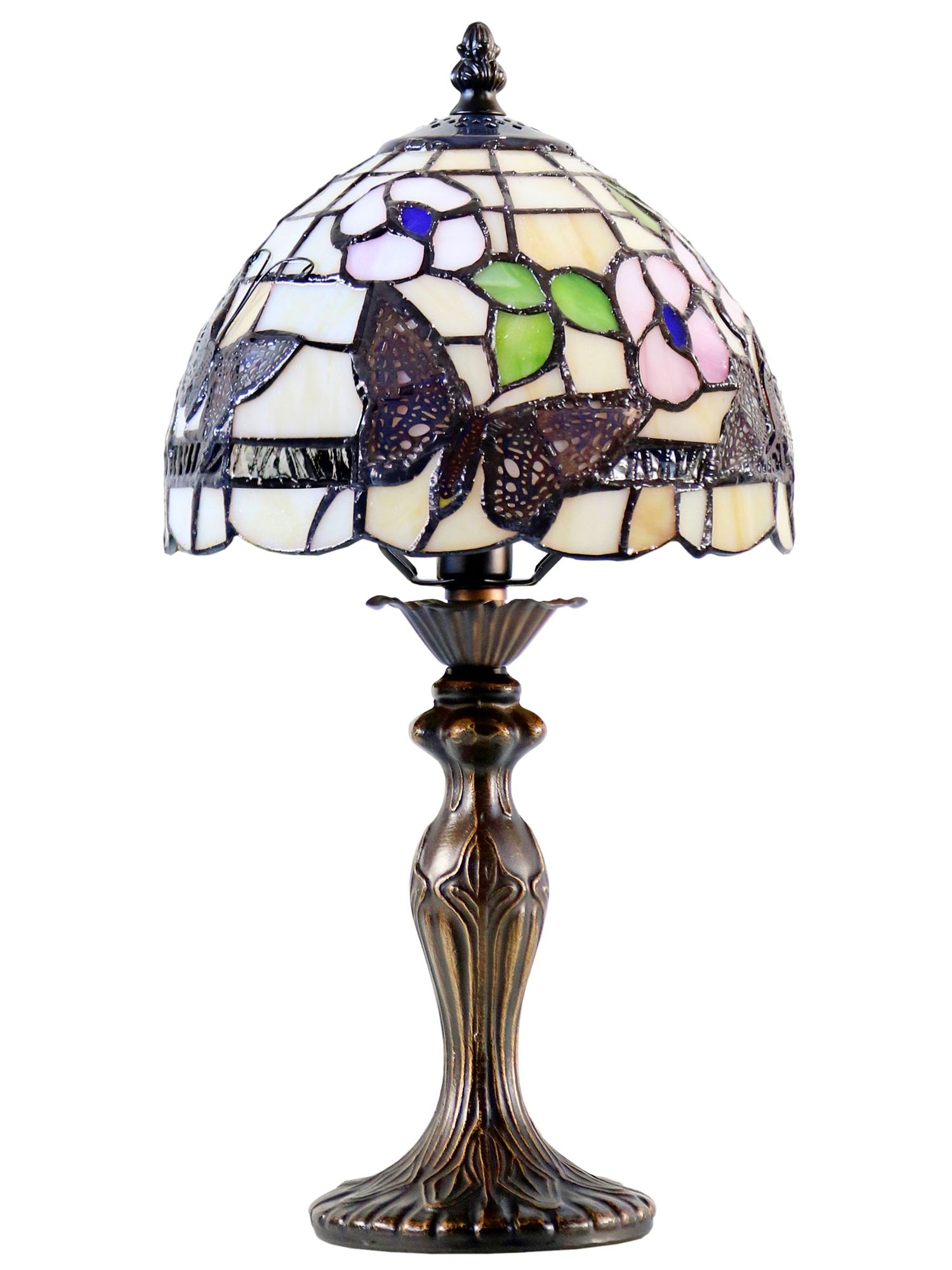 Dale Tiffany 14.25" Tall Ferndell Butterfly Tiffany Accent Table Lamp