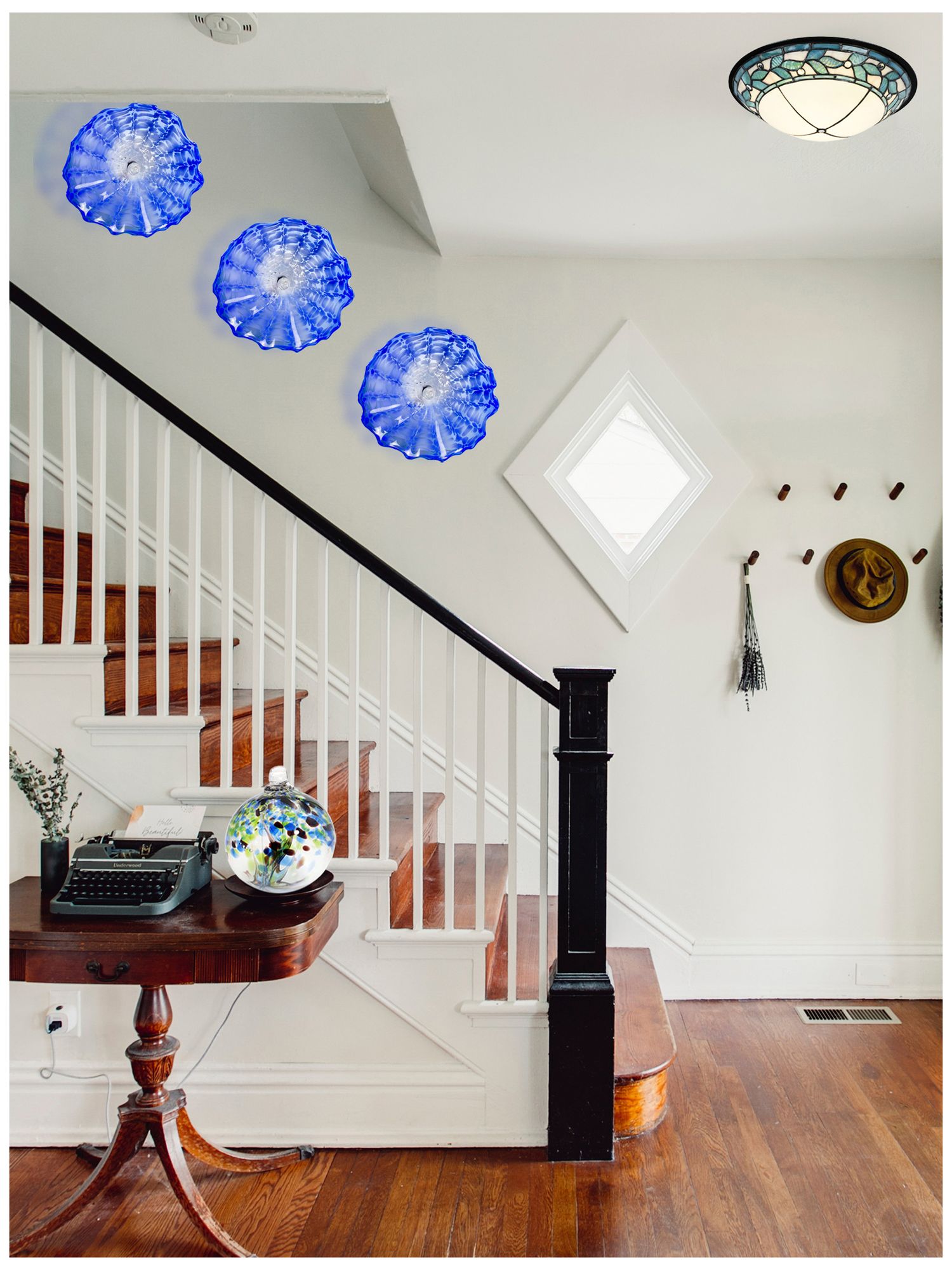 Image 2 Dale Tiffany 14" Fiore Blue Hand Blown A more views