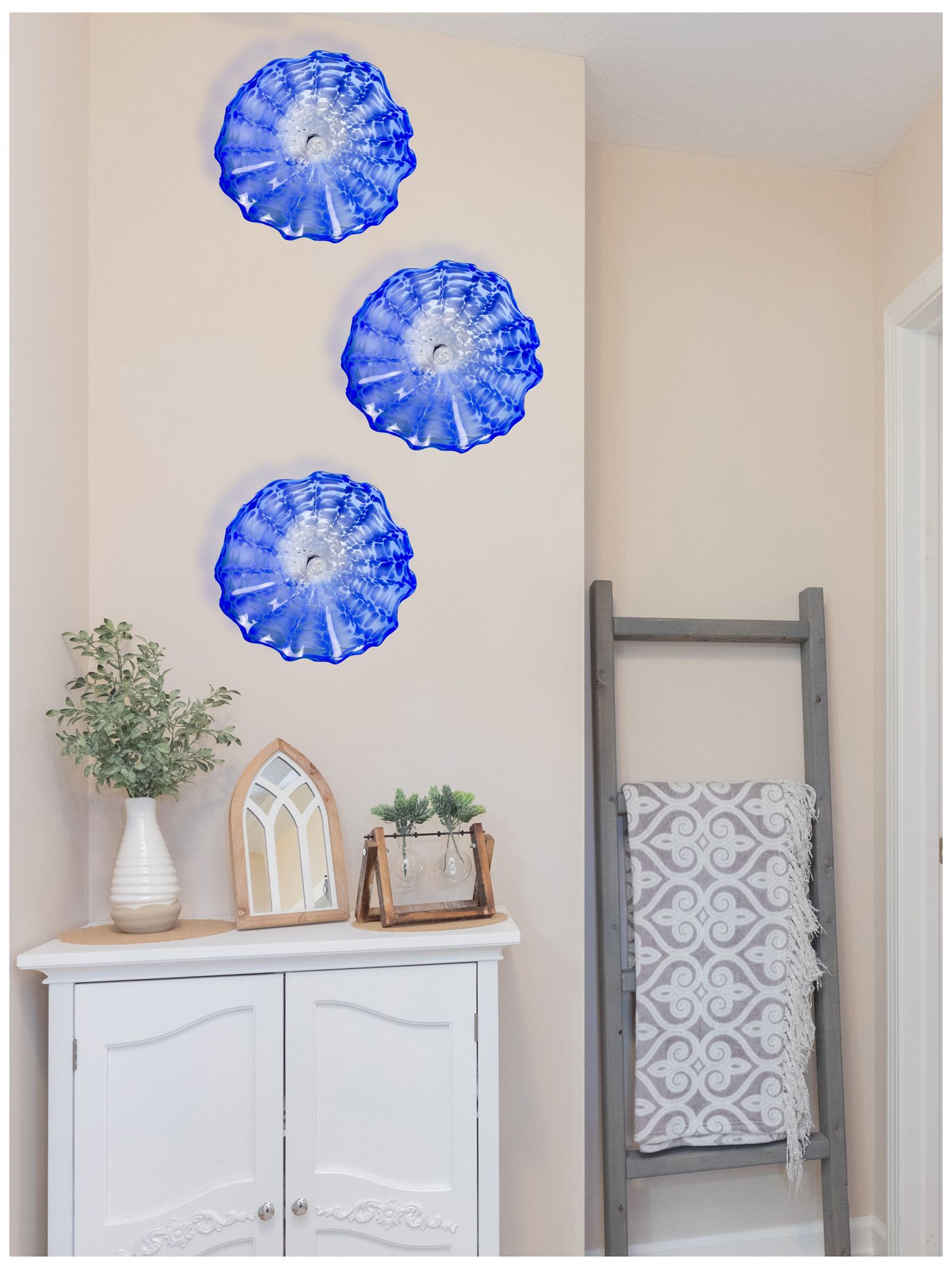 Image 4 Dale Tiffany 14" Fiore Blue Hand Blown A more views