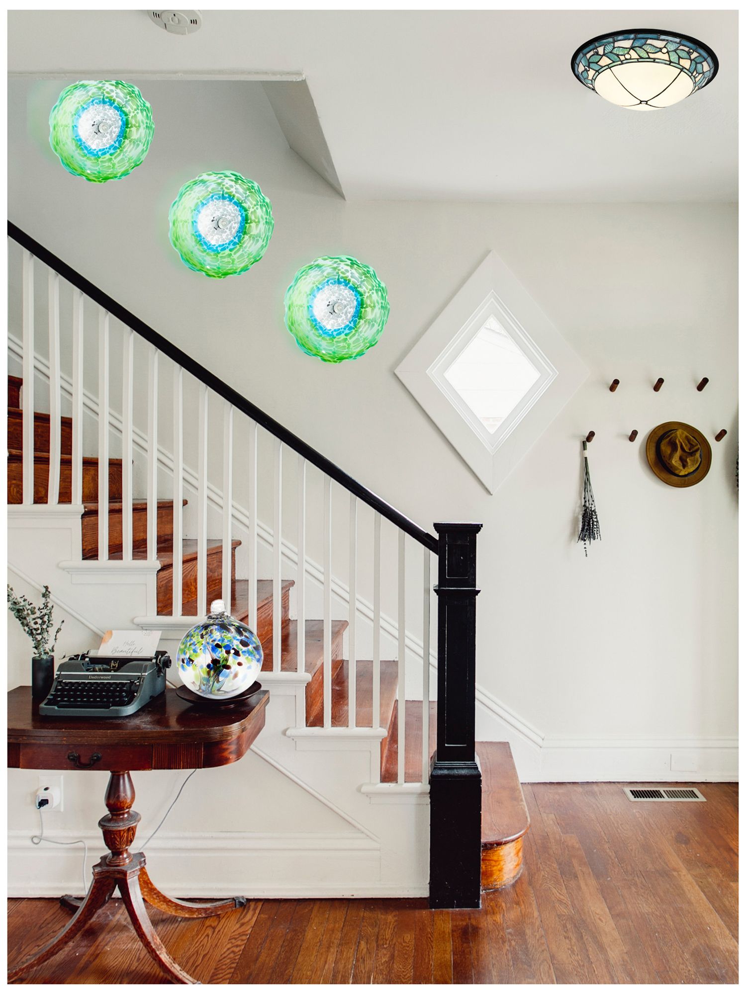 Image 2 Dale Tiffany 14" Fiore Green Hand Blown more views