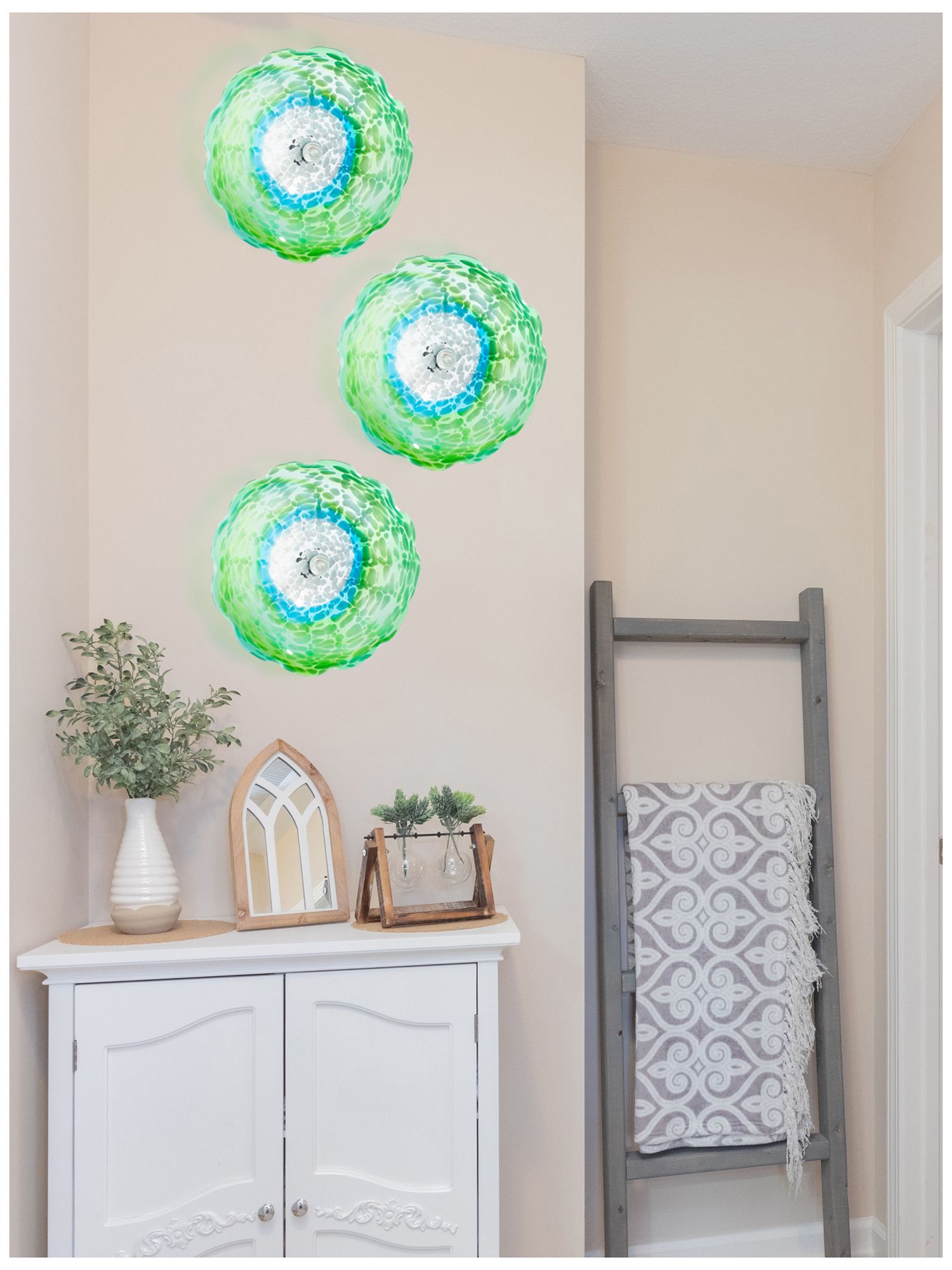 Image 4 Dale Tiffany 14" Fiore Green Hand Blown more views