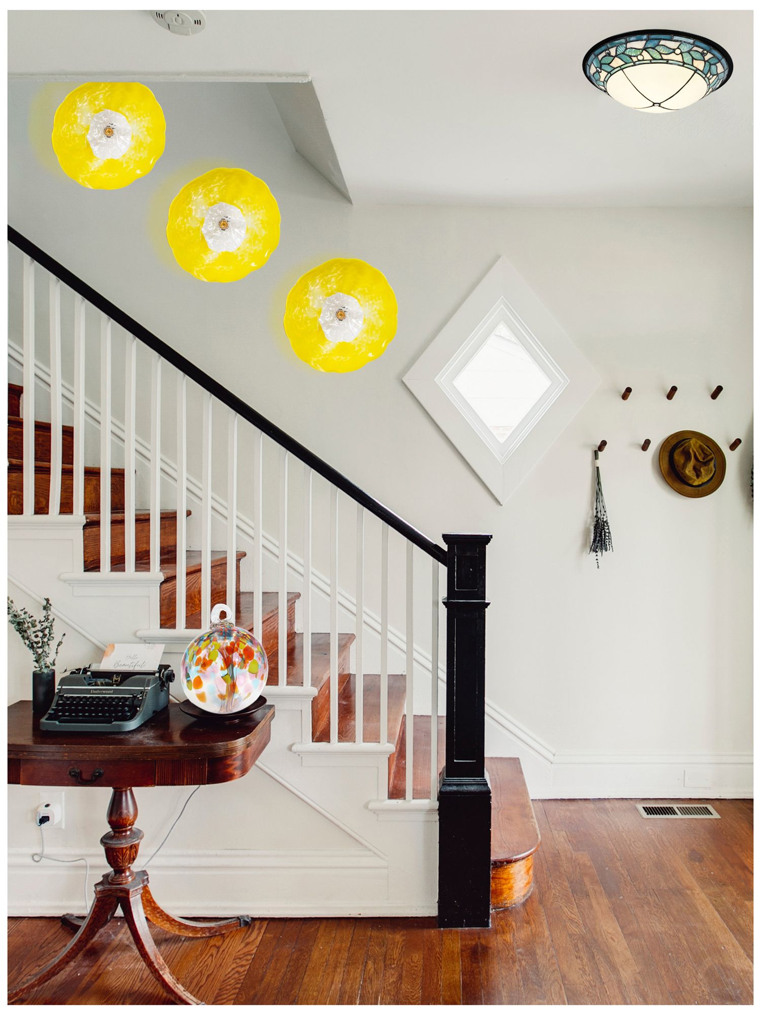 Image 2 Dale Tiffany 14" Fiore Yellow Hand Blown more views