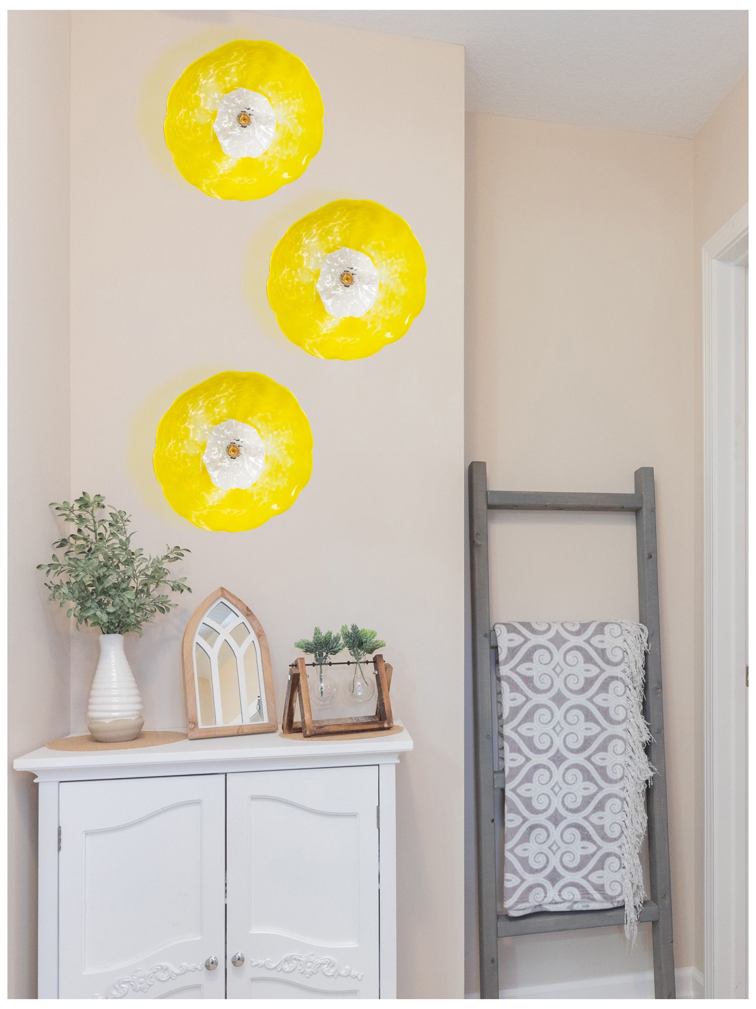 Image 4 Dale Tiffany 14" Fiore Yellow Hand Blown more views