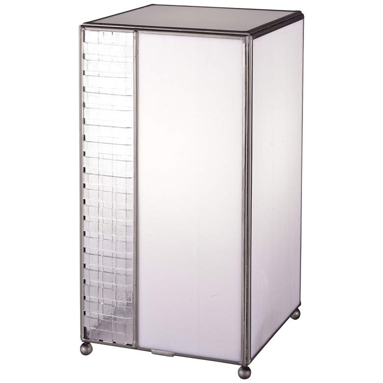 Image 1 Dale Tiffany 14" High Fused Frosted Grid Rectangle Art Glass Lamp