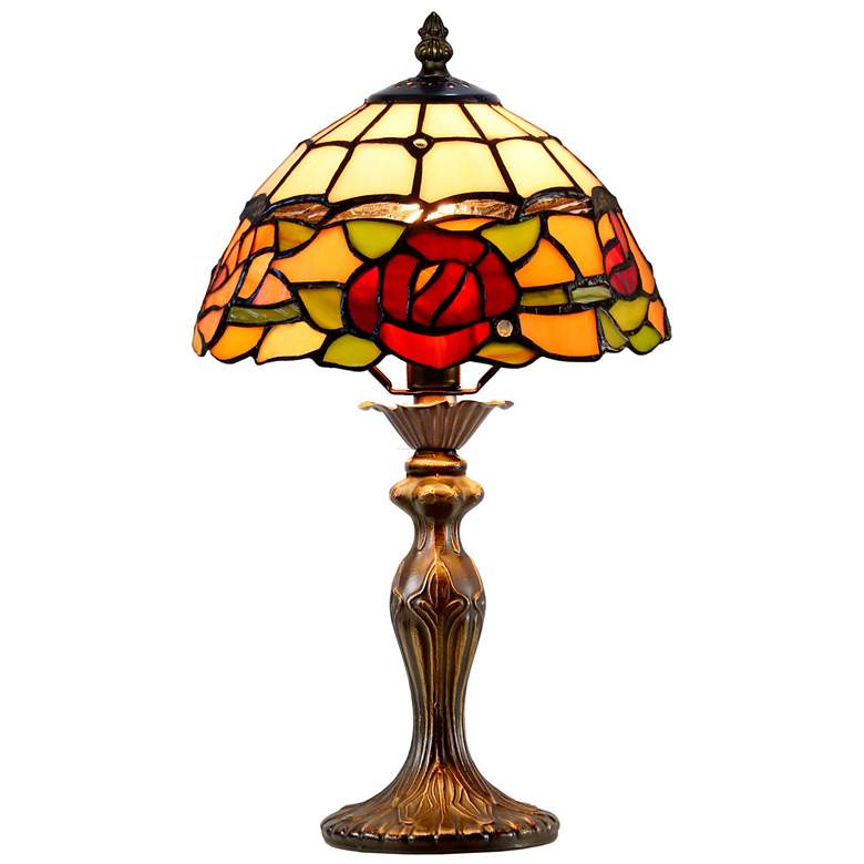 Image 1 Dale Tiffany 15.25" Tall Innsdale Rose Tiffany Accent Table Lamp