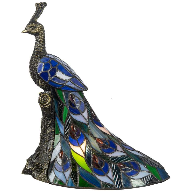 Image 1 Dale Tiffany 15.5" Galana Blue Peacock Tiffany Accent Lamp