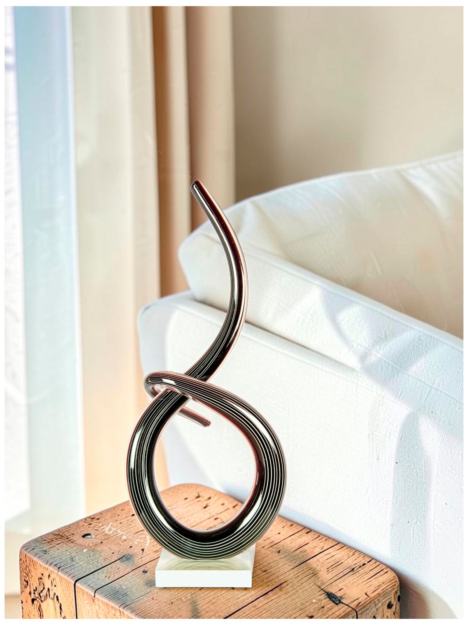 Image 2 Dale Tiffany 15.5" Tall Midnight Spiral Handcrafted Art Glass Sculpture more views