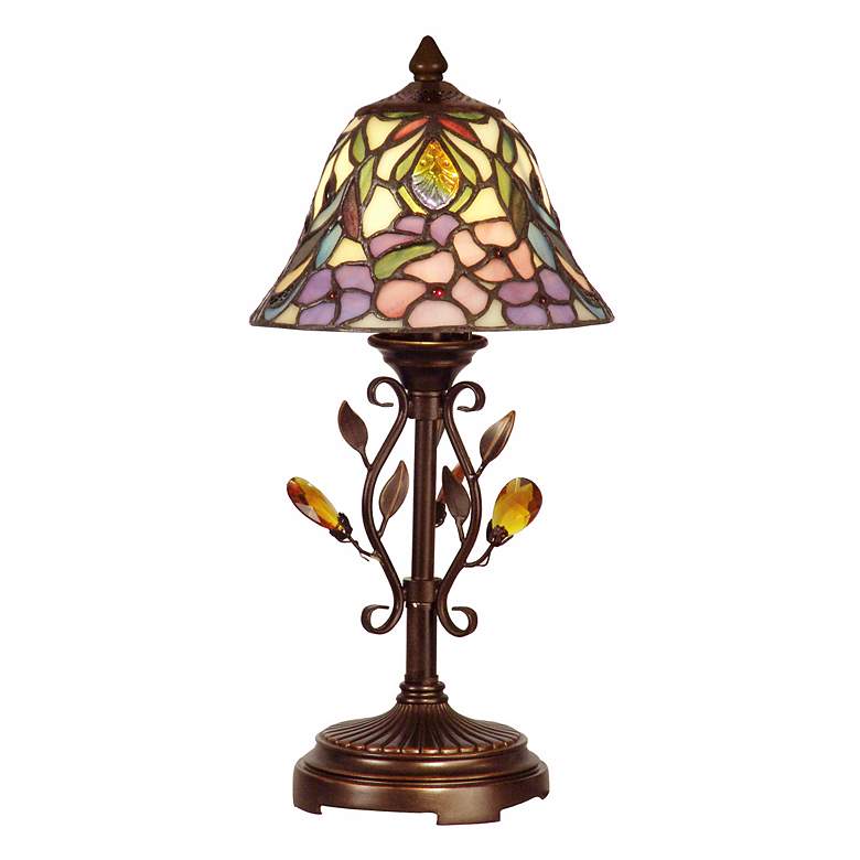 Image 1 Dale Tiffany 15 1/4" High Crystal Jewel Peony Art Glass Accent Lamp