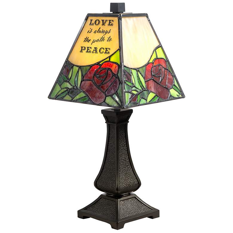 Image 1 Dale Tiffany 15" Tall Inspirational Rose Tiffany Accent Lamp