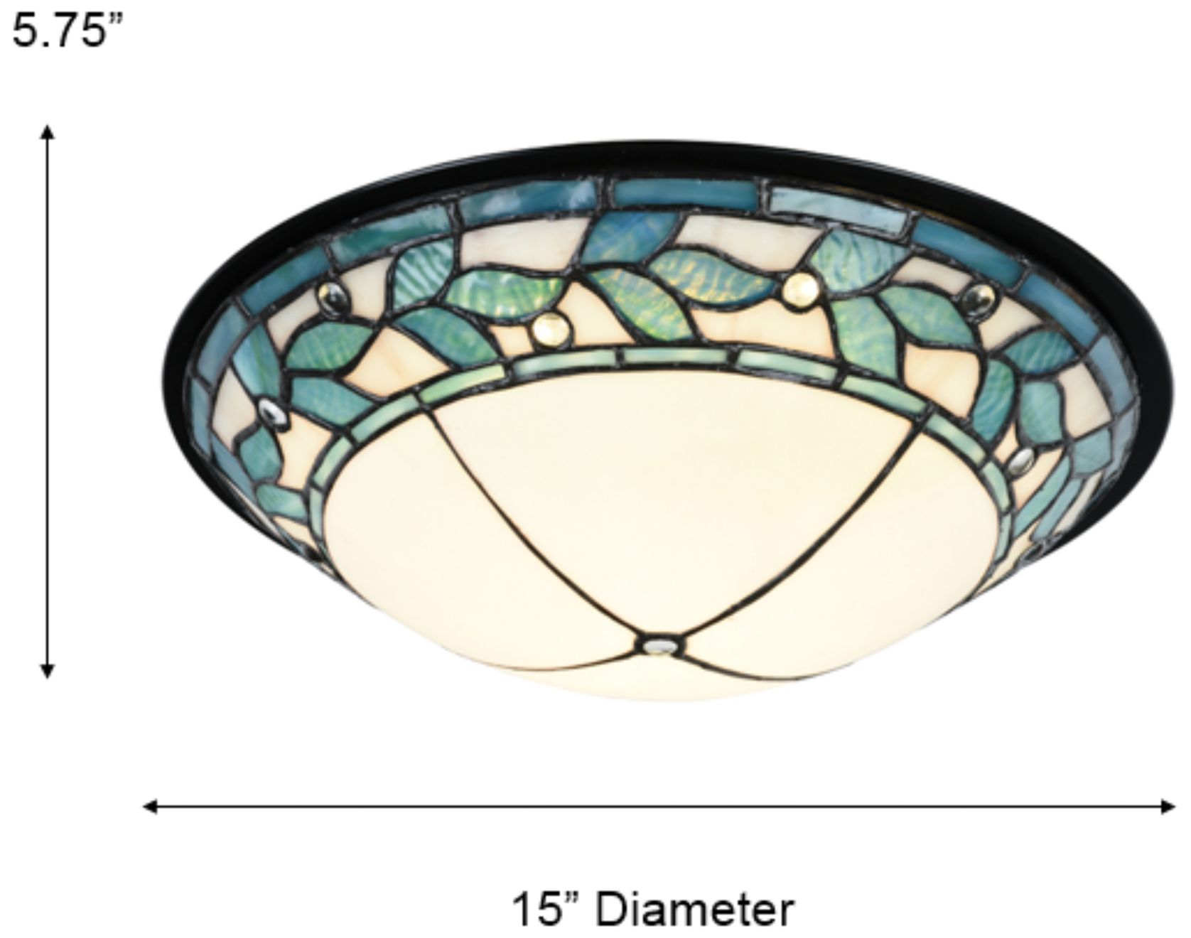 Image 3 Dale Tiffany 15" Wide Green Leaves Integrated LED Dome Tiffany Flush Mount more views