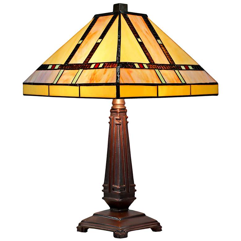 Image 5 Dale Tiffany 16" High Hyde Park Mission Art Glass Table Lamp more views