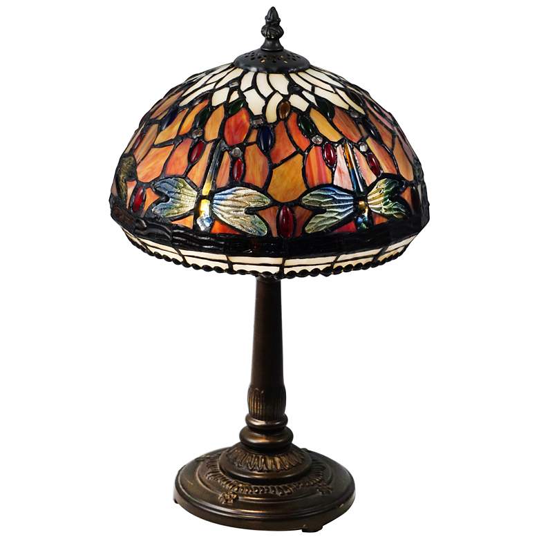 Image 1 Dale Tiffany 16" Tall Tavis Dragonfly Tiffany Table Lamp