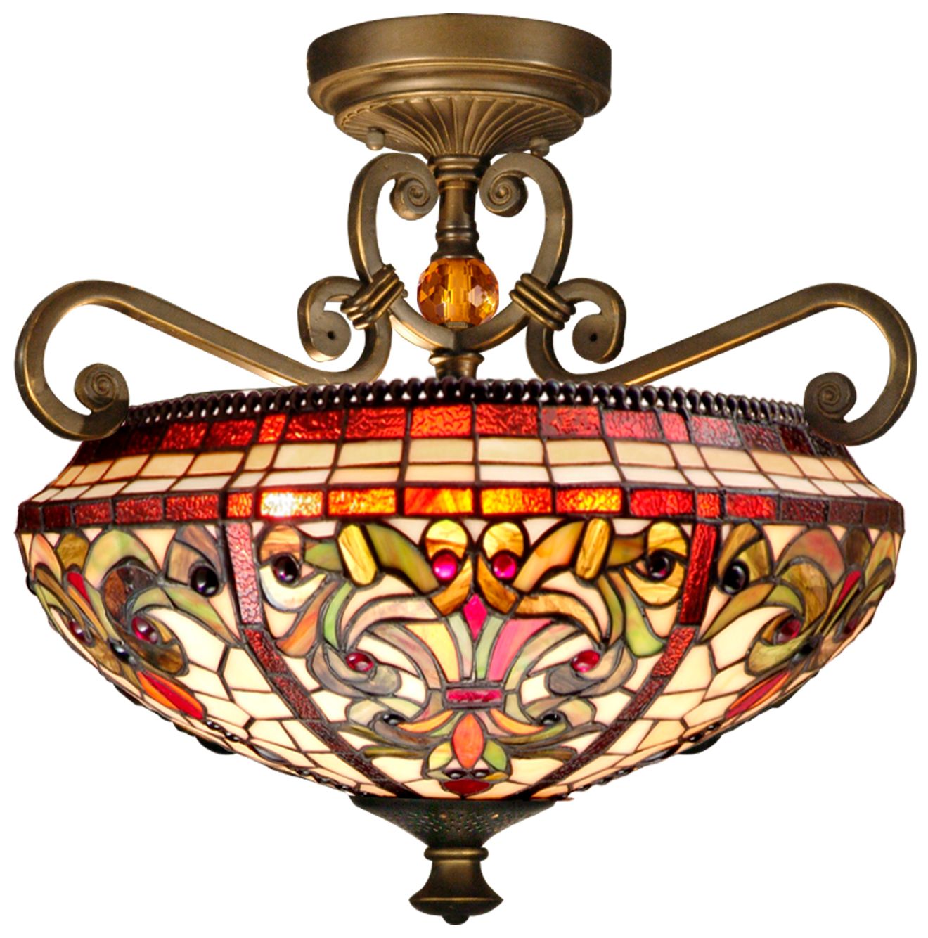 Image 2 Dale Tiffany 17.5" Wide Baroque Tiffany Semi Flush Mount