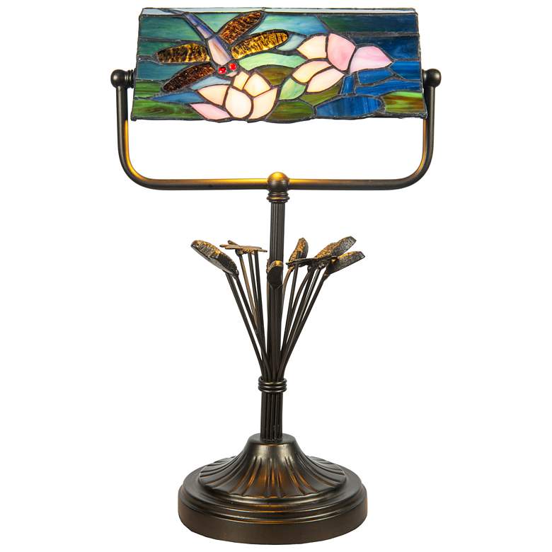 Image 1 Dale Tiffany 17" Tall Dragonfly Bankers Tiffany Accent Lamp