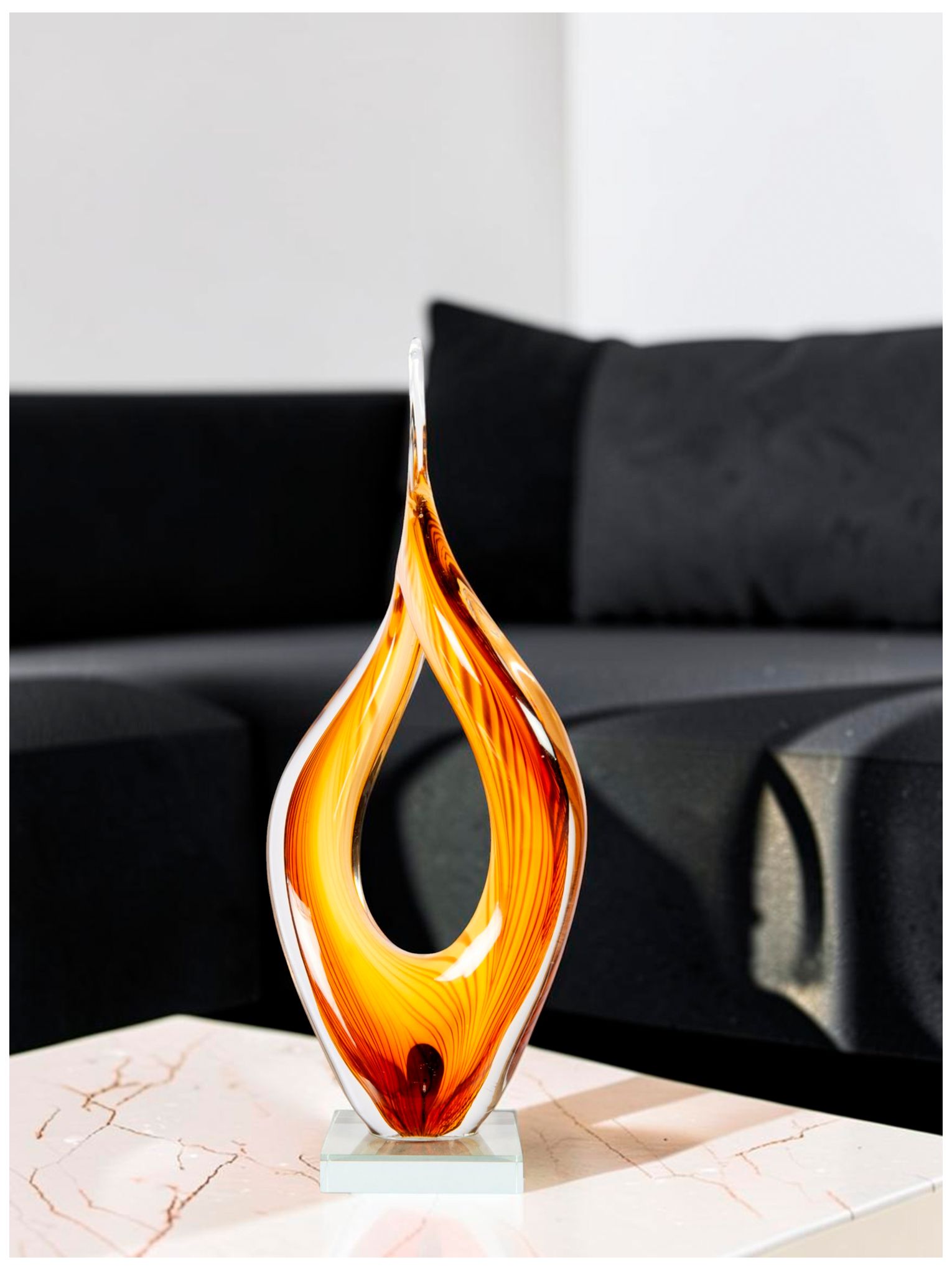 Image 2 Dale Tiffany 17" Tall Golden Flame Handcrafted Art Glass Sculpture more views