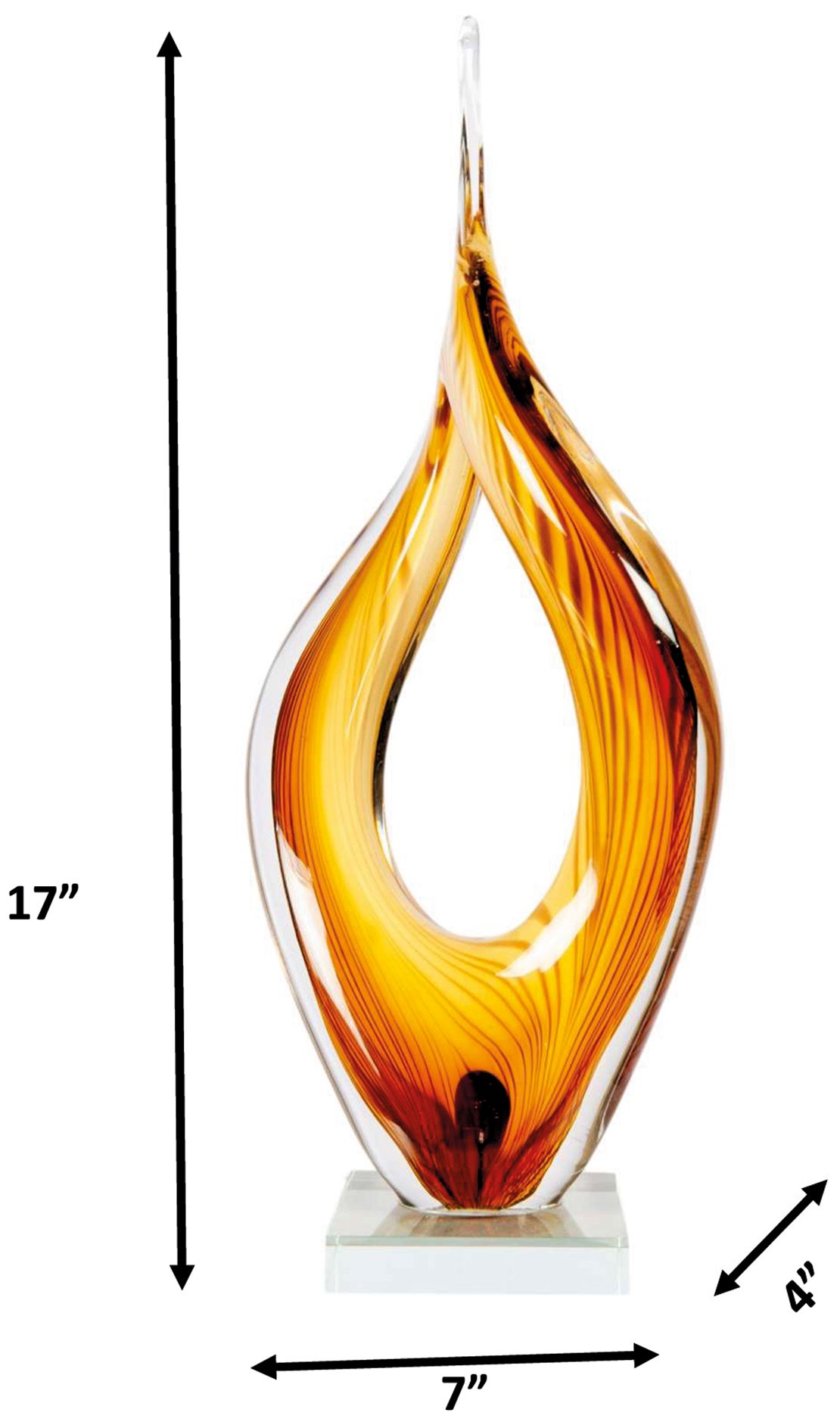 Image 3 Dale Tiffany 17" Tall Golden Flame Handcrafted Art Glass Sculpture more views