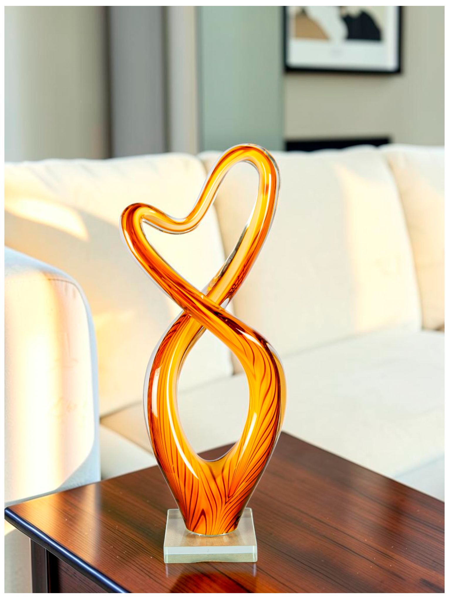 Image 2 Dale Tiffany 17" Tall Golden Infinity Handcrafted Art Glass Sculpture more views