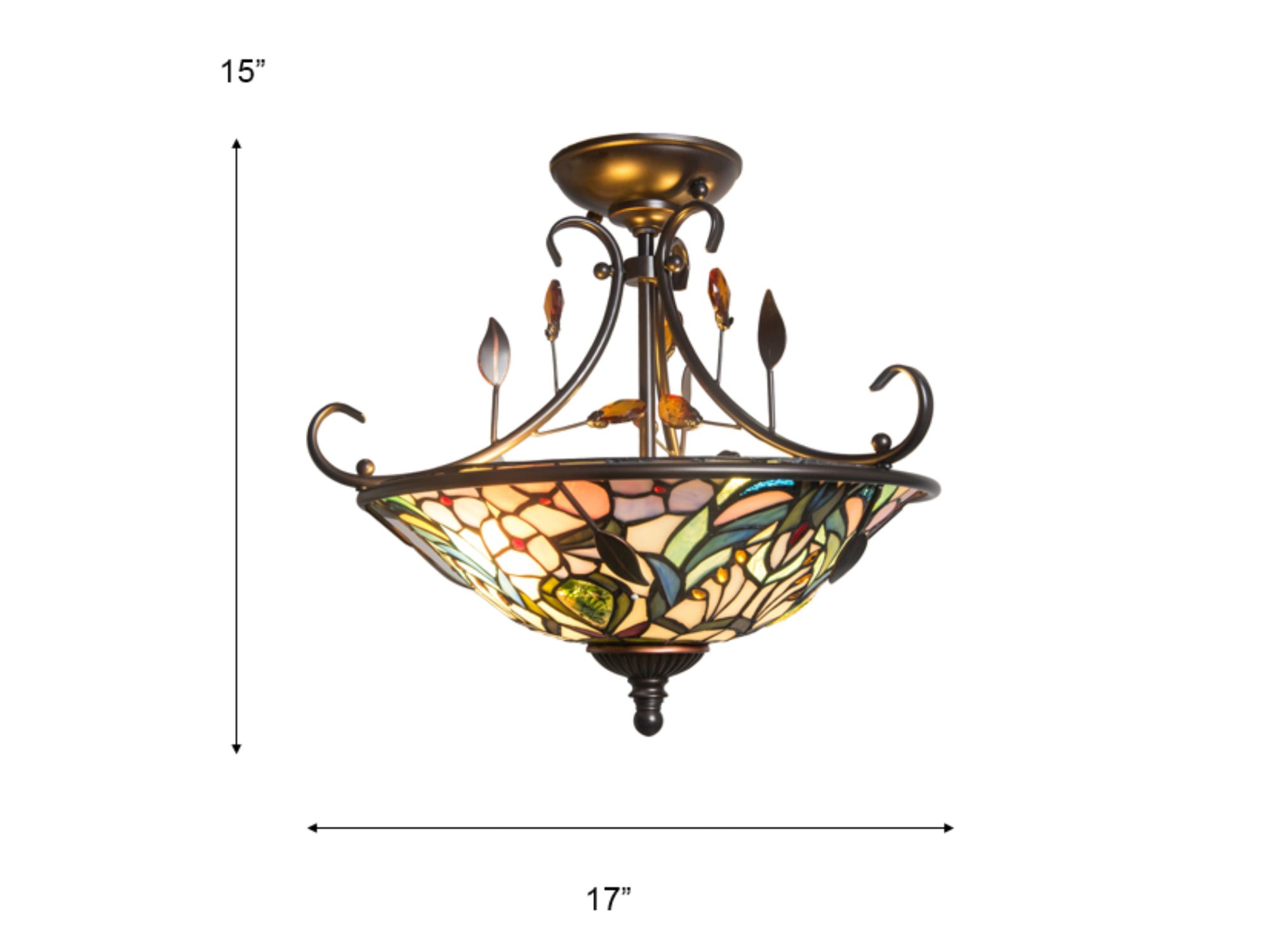 Image 3 Dale Tiffany 17" Wide Peony Crystal Semi Flush Mount more views