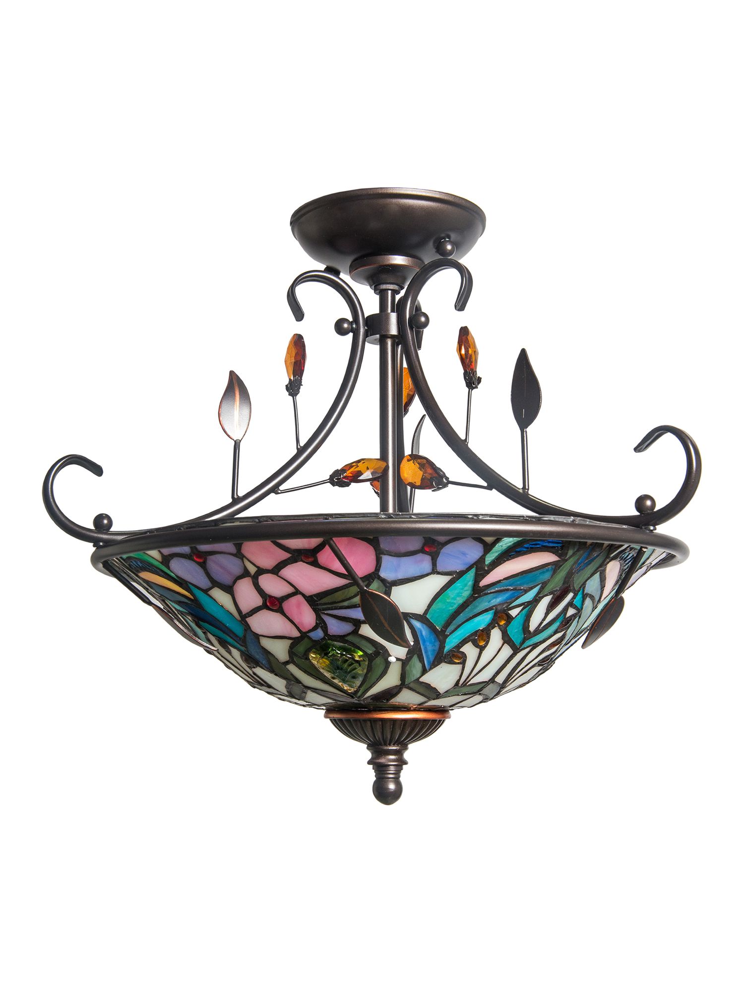 Image 4 Dale Tiffany 17" Wide Peony Crystal Semi Flush Mount more views