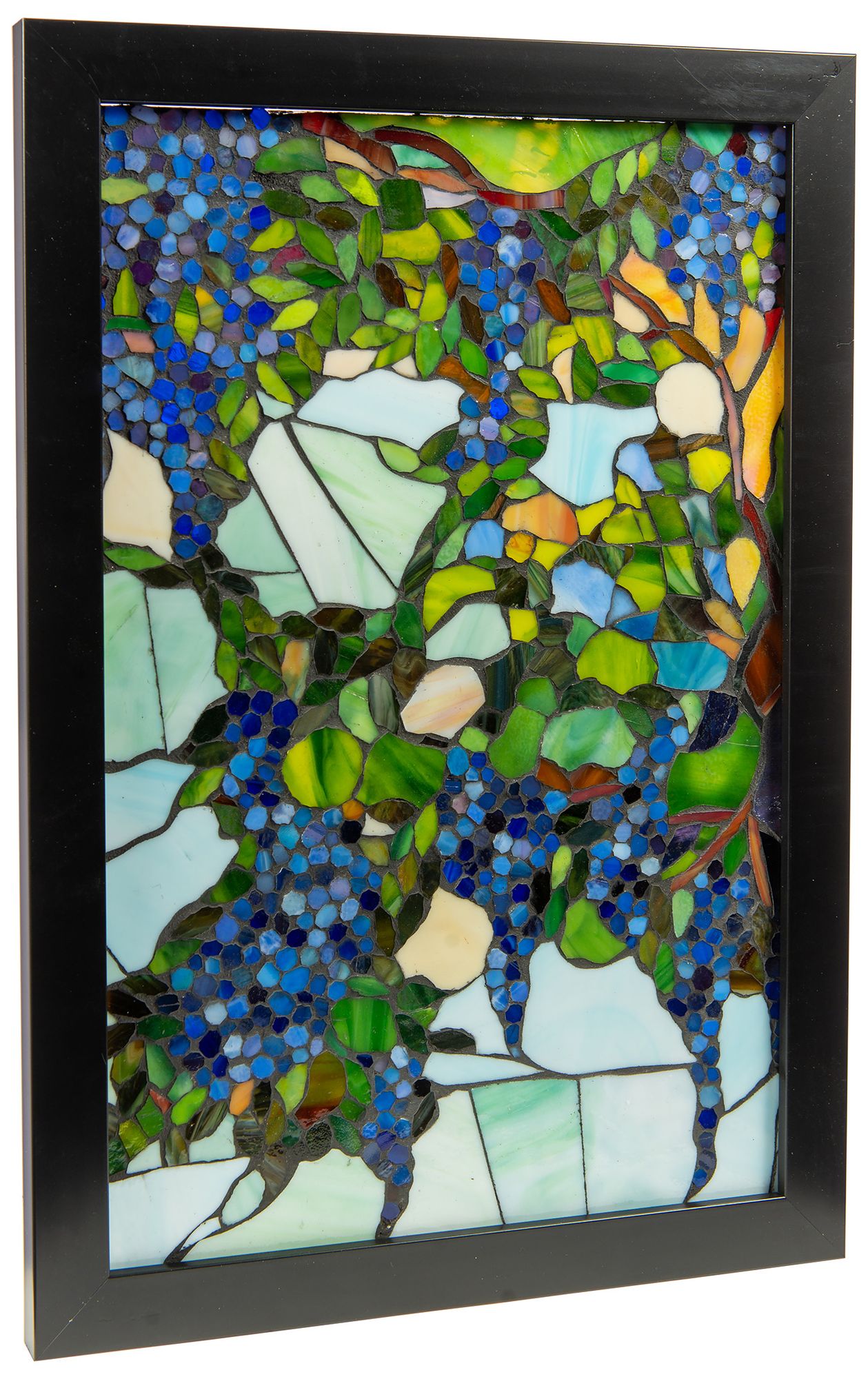 Image 4 Dale Tiffany 18" Tall Grapevine Mosaic Art Glass Wall Decor / Suncatcher more views