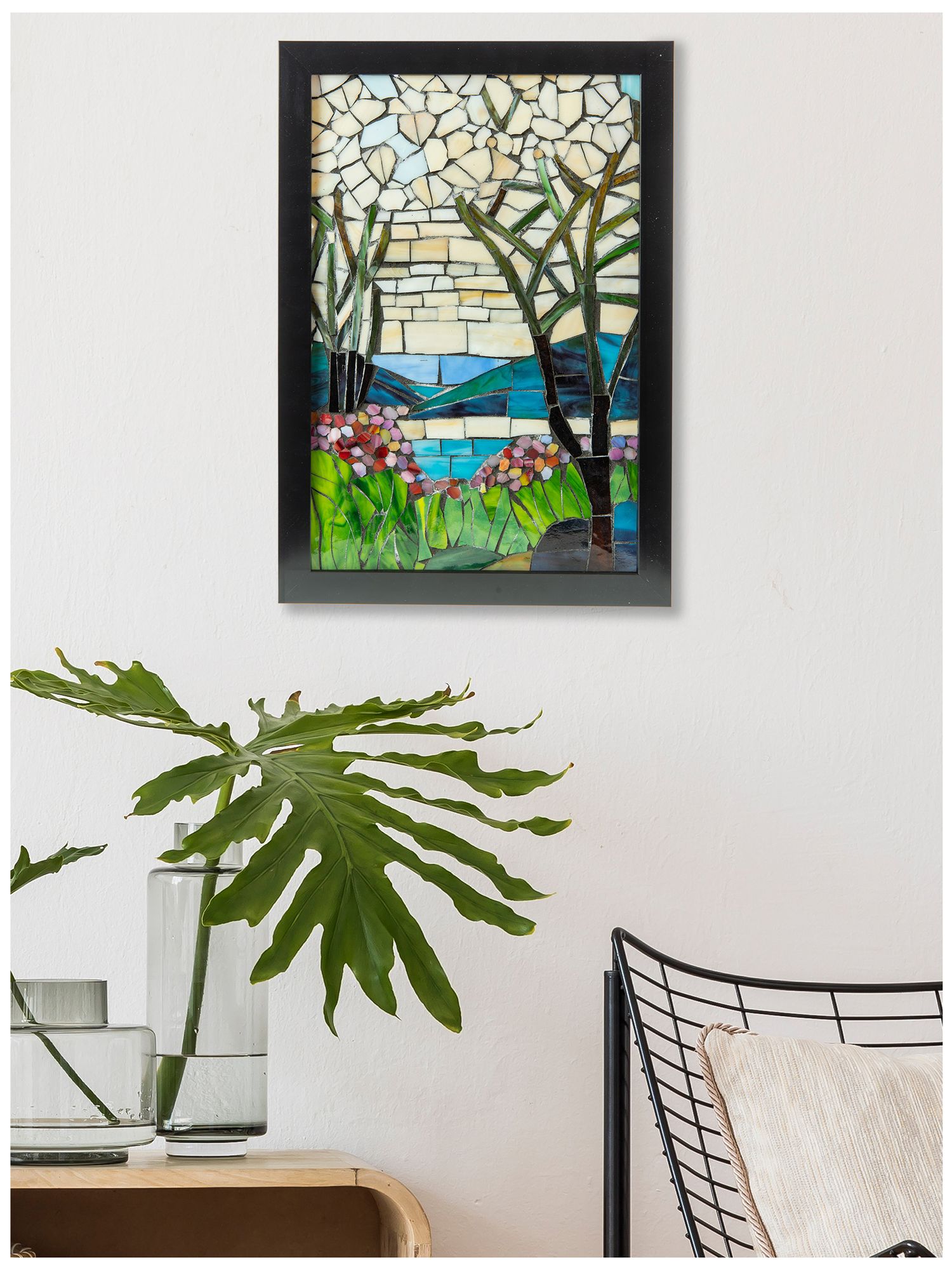 Image 2 Dale Tiffany 18" Tall Magnolia Iris Mosaic Glass Wall Decor / Suncatcher more views