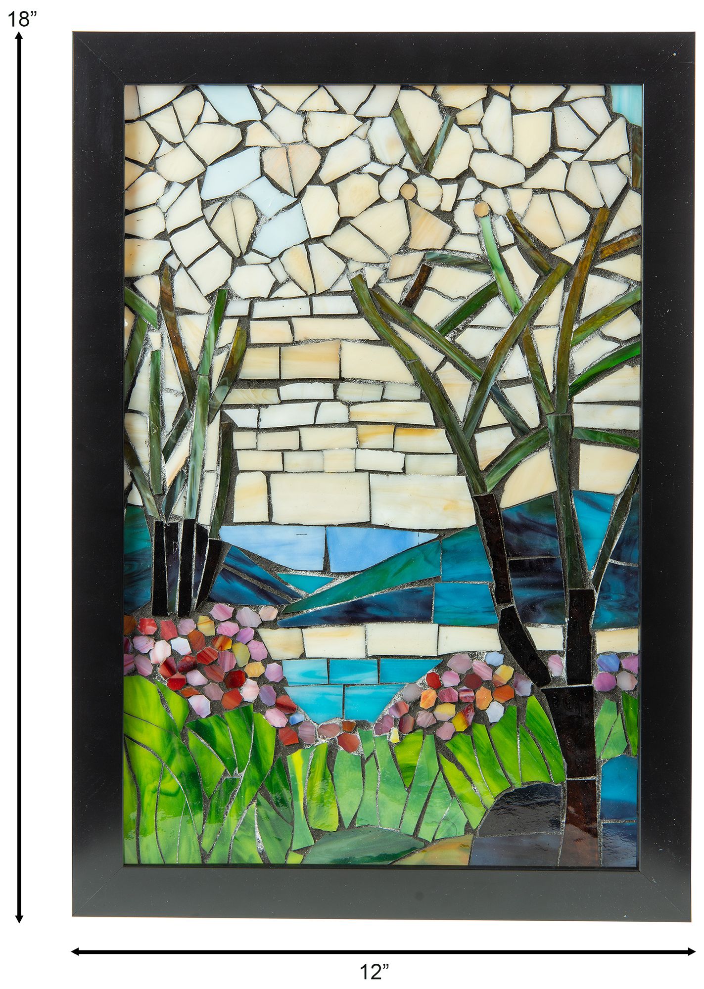 Image 3 Dale Tiffany 18" Tall Magnolia Iris Mosaic Glass Wall Decor / Suncatcher more views