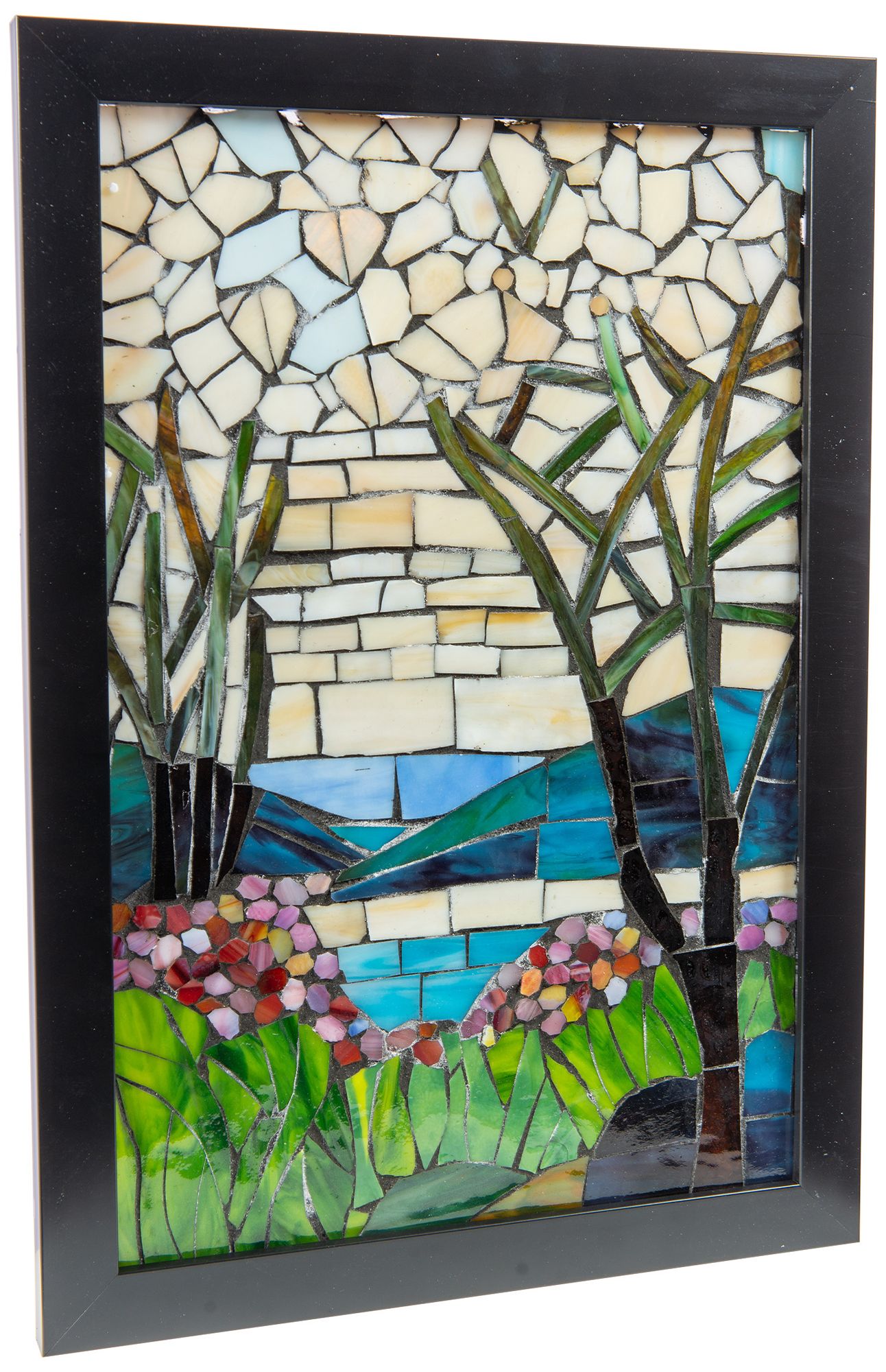 Image 4 Dale Tiffany 18" Tall Magnolia Iris Mosaic Glass Wall Decor / Suncatcher more views