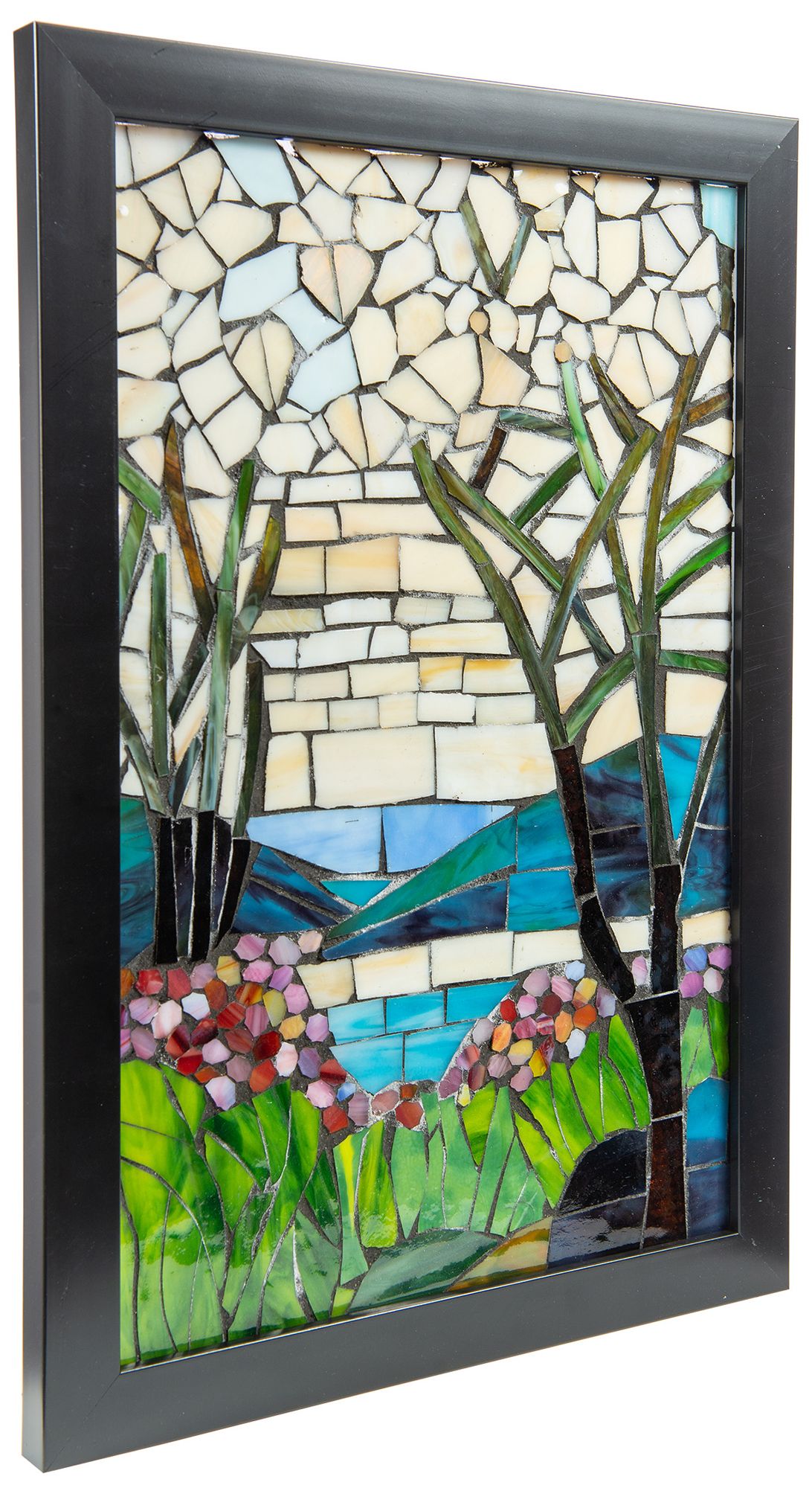 Image 5 Dale Tiffany 18" Tall Magnolia Iris Mosaic Glass Wall Decor / Suncatcher more views