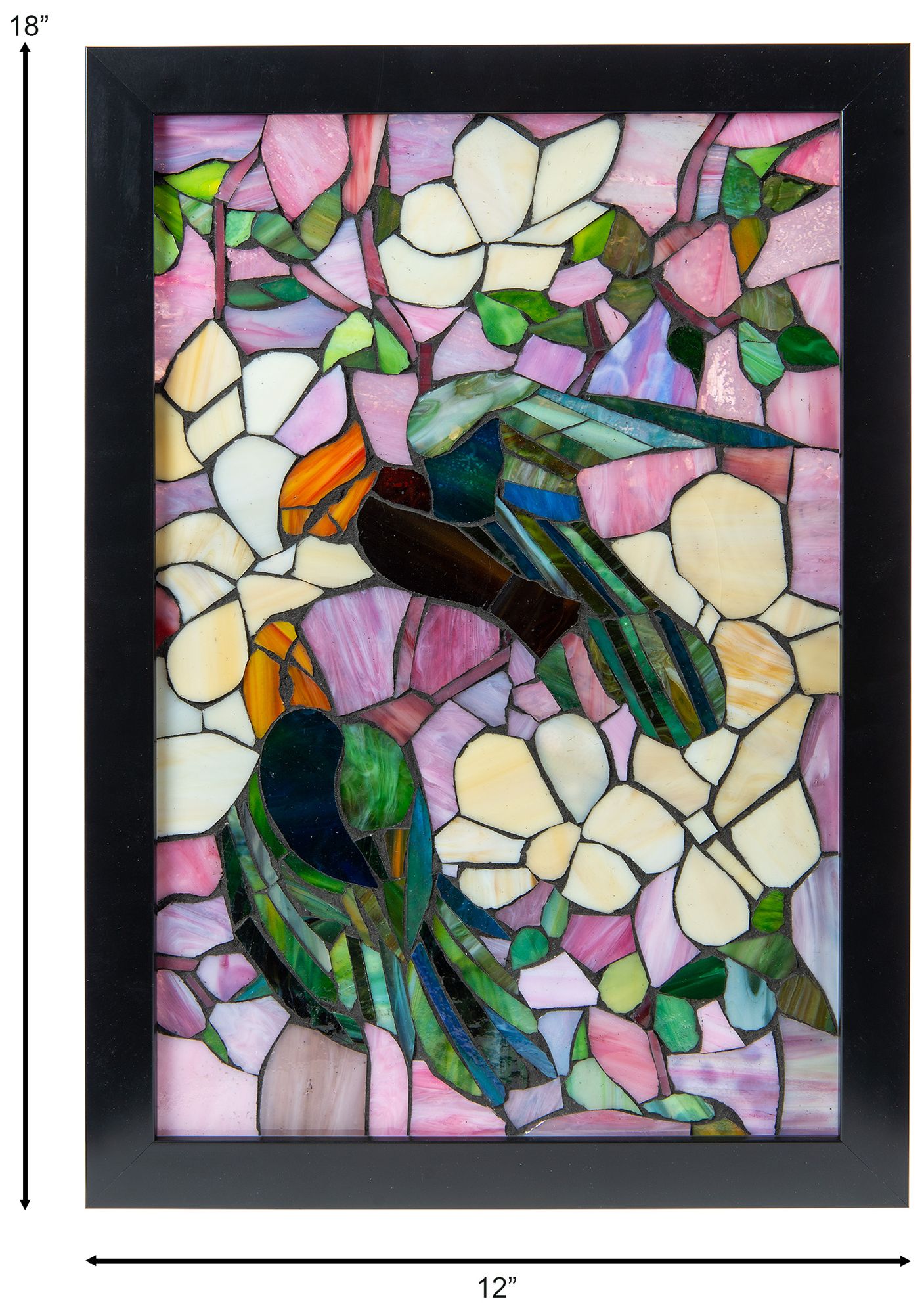 Image 3 Dale Tiffany 18" Tall Parrots Mosaic Art Glass Wall Decor / Suncatcher more views